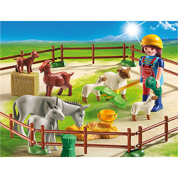 Фермер с домашними животными, PLAYMOBIL Фермер с домашними животными, PLAYMOBILПластмассовые конструкторы<br>Отправляйся на ферму, посмотри, как фермер ухаживает за своими животными. В наборе фигурка фермера, животные, ограждение, сено, аксессуары. Фигурка имеет подвижные конечности, в руки можно вложить различные предметы. Все детали прекрасно проработаны и выполнены из высококачественного экологичного пластика безопасного для детей. Играть с таким набором не только приятно и интересно - подобные виды игры развивают мелкую моторику, воображение, творческое мышление.<br><br>Дополнительная информация:<br><br>- 1 фигурка.<br>- Комплектация: 1 фигурка, животные (осел, осленок, коза, козленок, овца, 2 ягненка), аксессуары, забор.<br>- Материал: пластик.<br>- Размер упаковки: 19х15х7,6 см.<br>- Высота фигурки: 7,5 см.<br>- Голова, руки, ноги у фигурки подвижные.<br><br>Набор Фермер с домашними животными, PLAYMOBIL (Плеймобил), можно купить в нашем магазине.<br><br>Ширина мм: 193<br>Глубина мм: 144<br>Высота мм: 76<br>Вес г: 196<br>Возраст от месяцев: 48<br>Возраст до месяцев: 120<br>Пол: Унисекс<br>Возраст: Детский<br>SKU: 3786399