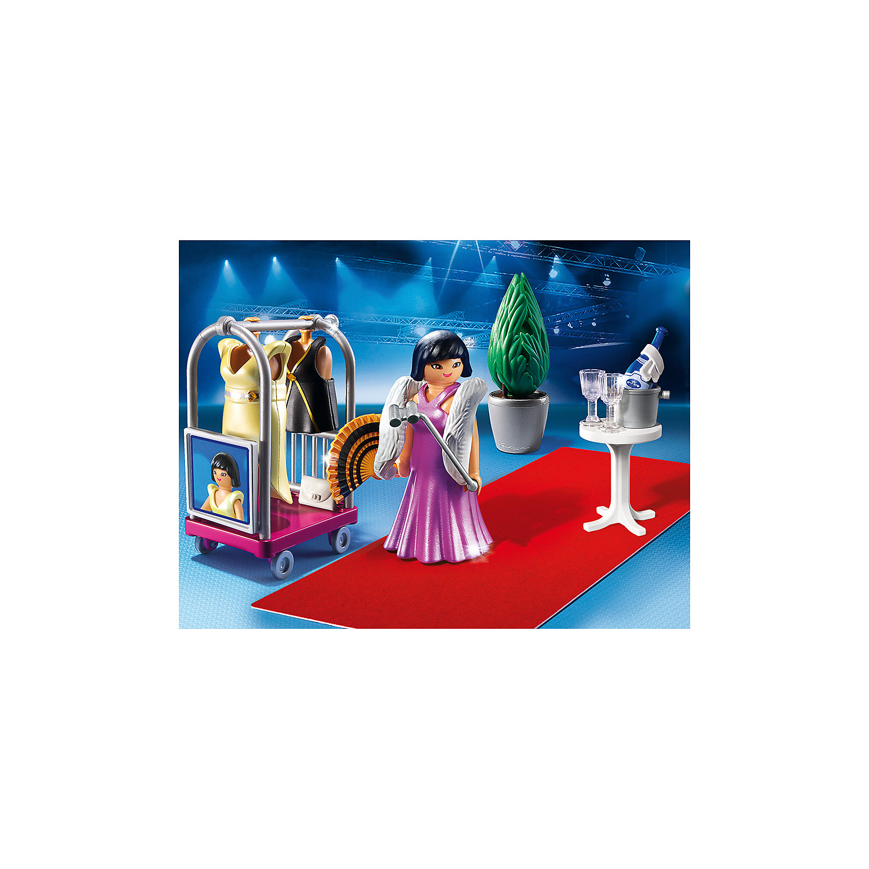 Фэшн и Стиль: Знаменитость на красной дорожке, PLAYMOBIL Фэшн и Стиль: Знаменитость на красной дорожке, PLAYMOBILПластмассовые конструкторы<br>Фэшн и Стиль: Знаменитость на красной дорожке, PLAYMOBIL (Плэймобил)<br><br>Характеристики: <br><br>• знаменитость на красной дорожке у вас дома<br>• высококачественные материалы<br>• в комплекте: фигурка знаменитости, одежда, тележка, столик, аксессуары<br>• материал: пластик<br>• размер упаковки: 18,7х14,2х7,2<br>• вес: 160 грамм<br><br>С помощью набора от Плэймобил вы сможете устроить торжественный выход знаменитости по красной дорожке. В набор входят: фигурка знаменитости, красная дорожка, роскошные наряды, тележка для одежды, столик и аксессуары. Ребенок сможет придумать и разыграть интересную ситуацию, которая произошла на красной дорожке. Это поможет развить его воображение, координацию движений и моторику рук. Каждый ребенок будет рад такому замечательному набору!<br><br>Фэшн и Стиль: Знаменитость на красной дорожке, PLAYMOBIL (Плэймобил)<br> вы можете купить в нашем интернет-магазине.<br><br>Ширина мм: 188<br>Глубина мм: 144<br>Высота мм: 77<br>Вес г: 162<br>Возраст от месяцев: 48<br>Возраст до месяцев: 120<br>Пол: Женский<br>Возраст: Детский<br>SKU: 3786412