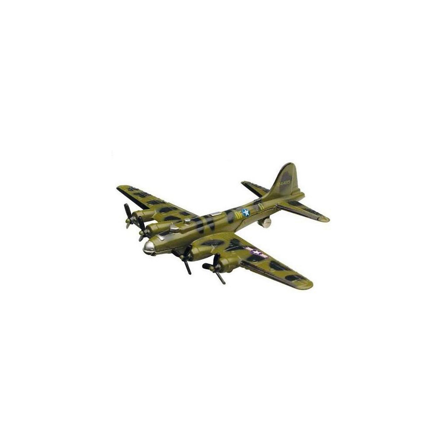 Cамолет Boeing B-17, Motormax Cамолет Boeing B-17, MotormaxВоенный транспорт<br>Cамолет Boeing B-17, Motormax (Мотормакс) – это отличное пополнение коллекции авиационной техники.<br>Коллекционная игрушка самолет Boeing B-17 Flying Fortress от компании Motormax (Мотормакс) в точности повторяет контуры американского тяжелого бомбардировщика, чем вызовет неподдельный интерес, как у ребенка, так и взрослого коллекционера. Этот самолет, прозванный “Летающей крепостью”, стал первым серийным цельнометаллическим бомбардировщиком ВВС США. В СССР самолет не поставлялся, однако к концу войны советские летчики использовали около 20 таких самолетов. Модель максимально приближена к своему прототипу. По сути это уменьшенная копия настоящего самолета, сохранившая его пропорции и узнаваемые элементы. Стоит также отметить хорошую для таких размеров детализацию. Модель самолета изготовлена из прочного и качественного пластика, поэтому может использоваться и для обычной игры.<br><br>Дополнительная информация:<br><br>- Длина самолета: 9 см.<br>- Материал: пластик<br><br>Cамолет Boeing B-17, Motormax (Мотормакс) можно купить в нашем интернет-магазине.<br><br>Ширина мм: 127<br>Глубина мм: 30<br>Высота мм: 178<br>Вес г: 80<br>Возраст от месяцев: 36<br>Возраст до месяцев: 168<br>Пол: Мужской<br>Возраст: Детский<br>SKU: 3839000