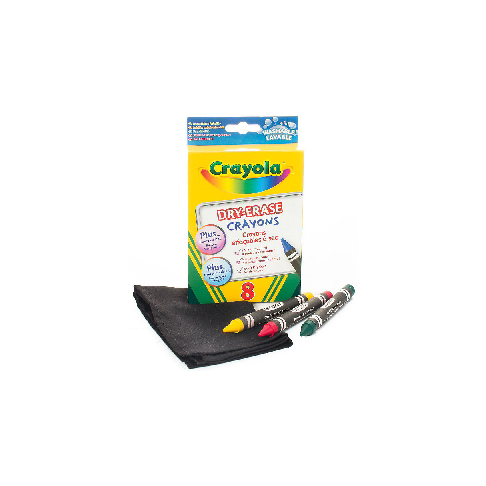 Легко стираемые восковые мелки, 8 штук, Crayola Легко стираемые восковые мелки, 8 штук, CrayolaПрекрасный набор для детского творчества. Мелки рисуют яркими линиями, хорошо ложатся на поверхность, не оставляя непрокрашенных областей и полос даже при смешивании цветов. При изготовлении этих принадлежностей для рисования были использованы только безопасные компоненты и красители. Они не токсичны, не вызывают аллергии, не имеют специфического запаха, свойственного многим восковым мелкам, и не засыхают. <br><br>Дополнительная информация:<br><br>- Комплектация: мелки, точилка, рукавичка для стирания <br>- Размер упаковки: 10х3х16 см<br>- Цвет мелков: красный, голубой, зеленый, оранжевый, желтый, фиолетовый, коричневый, черный<br>- Материал: воск<br><br>Легкостираемые восковые мелки, 8 штук, Crayola можно купить в нашем магазине.<br><br>Ширина мм: 160<br>Глубина мм: 100<br>Высота мм: 30<br>Вес г: 130<br>Возраст от месяцев: 36<br>Возраст до месяцев: 108<br>Пол: Унисекс<br>Возраст: Детский<br>SKU: 3854937