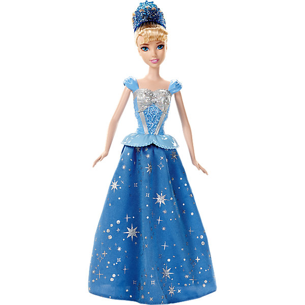 Кукла Золушка, с развевающейся юбкой, Disney Princess Кукла Золушка, с развевающейся юбкой, Disney PrincessИдеи подарков<br>Прекрасная золушка станцует тебе свое волшебный танец! Посмотри, как красиво развивается ее платье! Секрет в том, что в ногах у куколки располагаются маленькие колесики, которые приводят в действие механизм, который раскручивает юбку. Надо лишь катить куклу по ровной поверхности. Принцесса одета в красивое платье с обтягивающим лифом с серебряной вставкой, рельефными узорами и блестками. Пышная юбка покрыта удивительным рисунком из маленьких звездочек. Белокурые волосы куклы забраны в высокую прическу, образ дополняет голубая диадема.<br><br>Дополнительная информация:<br><br>- Материал: пластик, текстиль.<br>- Лиф платья пластиковый. <br>- Голова, руки, ноги куклы подвижные.<br>- Высота куклы: 29 см. <br><br>Куклу Золушку, с развевающейся юбкой, Disney Princess (Принцессы Диснея), можно купить в нашем магазине.<br><br>Ширина мм: 330<br>Глубина мм: 203<br>Высота мм: 71<br>Вес г: 260<br>Возраст от месяцев: 36<br>Возраст до месяцев: 72<br>Пол: Женский<br>Возраст: Детский<br>SKU: 3858585