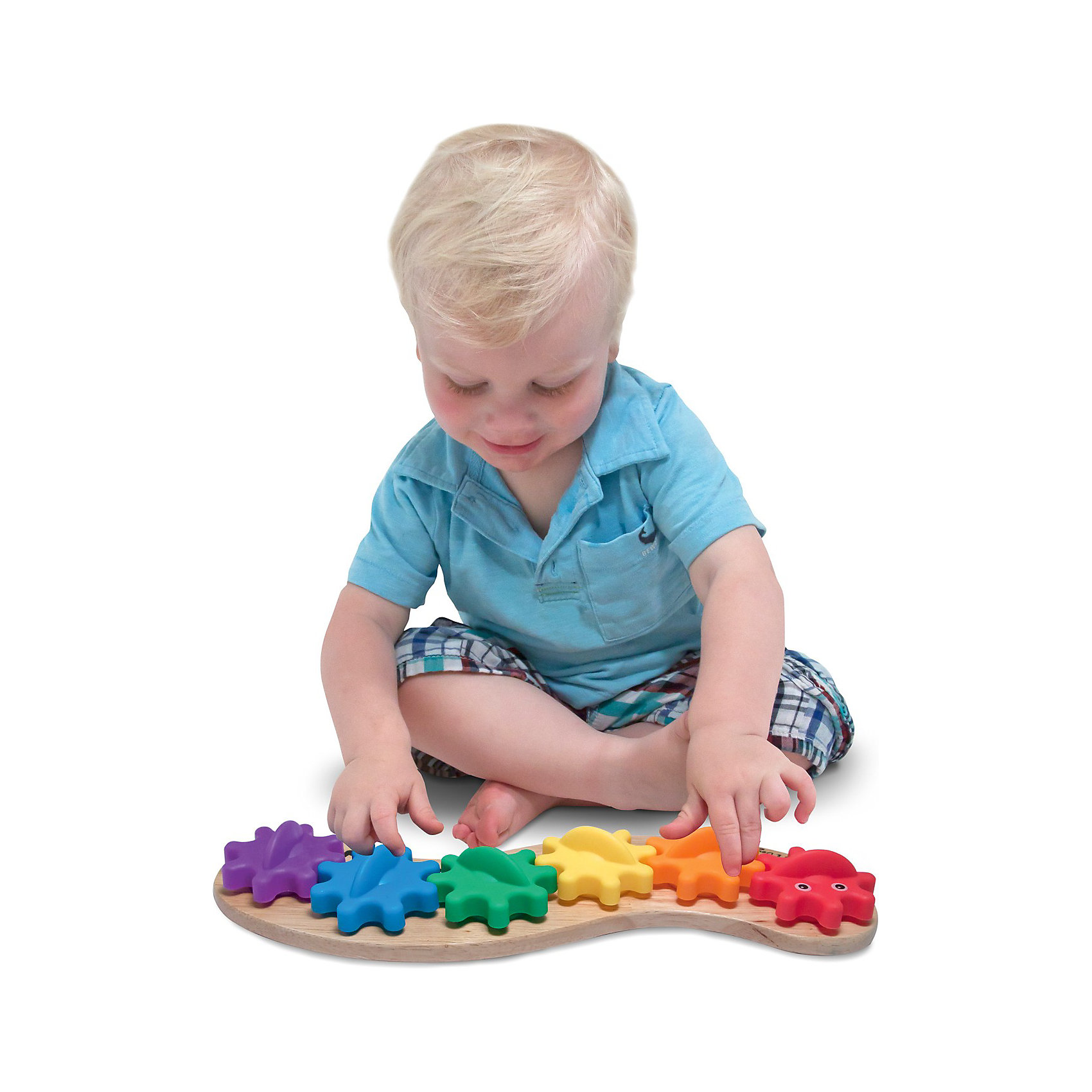 Игрушка Гусеница с шестеренками, Melissa & Doug Игрушка Гусеница с шестеренками, Melissa & DougРазвивающие игрушки<br>Игрушка-манипулятор Гусеница с шестеренками от Melissa & Doug обязательно порадует маленьких деток. Веселая гусеничка состоит из шести ярких шестеренок, одетых на колышки того же цвета. Разберите гусеничку, дайте ребенку цветные шестеренки и деревянное основание, пусть он подберет их по цветам и соберет забавную гусеничку. А затем можно вместе наблюдать, как шестеренки начнут вращаться одна за другой, вызывая восторг у малыша. Игрушка сделана из дерева, а каждая шестеренка гусеницы, окрашена яркой, нетоксичной краской, поэтому играть с гусеничкой могут даже самые маленькие детки. Игрушка позволят уже с раннего возраста развивать у ребенка творческие навыки, а конструкция игрушки способствует раннему развитию моторики. Играйте и наслаждайтесь вместе с Melissa & Doug!<br><br>Дополнительная информация:<br><br>- Потрясающие подарок для малышей;<br>- Отличный тренажер мелкой моторики;<br>- Красочный дизайн;<br>- Материал: натуральное дерево, безопасная краска;<br>- Размер упаковки: 36 х 5 х 15 см;<br>- Вес: 453 г<br><br>Игрушку Гусеница с шестеренками, Melissa & Doug можно купить в нашем интернет-магазине.<br><br>Ширина мм: 360<br>Глубина мм: 50<br>Высота мм: 150<br>Вес г: 453<br>Возраст от месяцев: 24<br>Возраст до месяцев: 36<br>Пол: Унисекс<br>Возраст: Детский<br>SKU: 3861955
