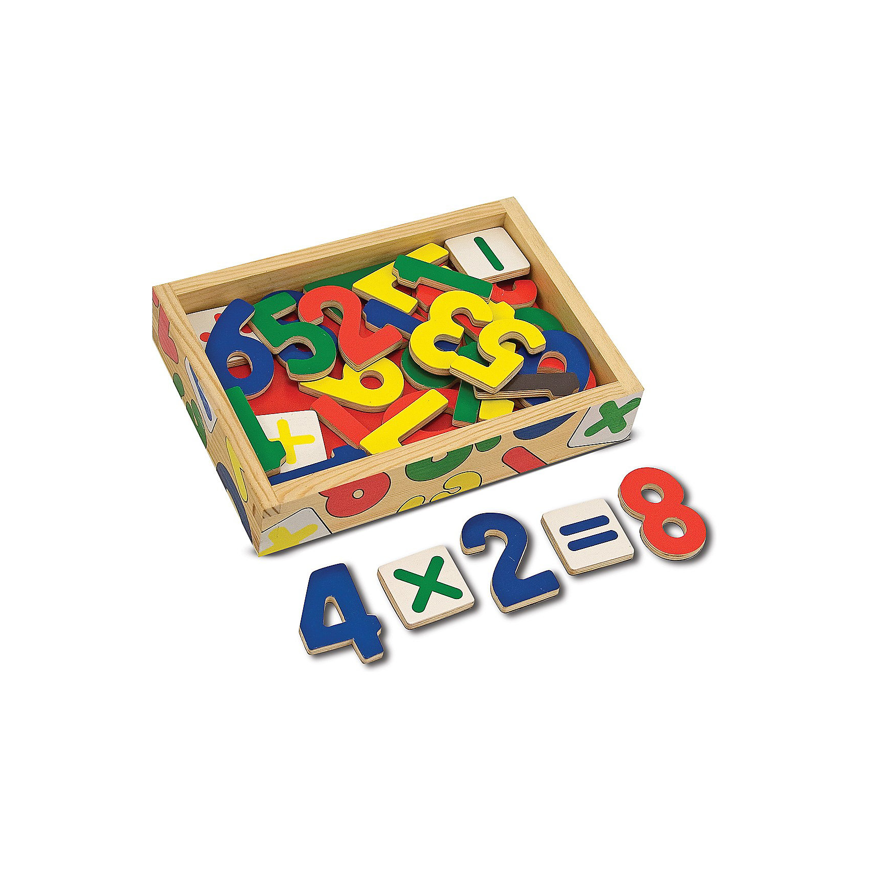 Магнитная игра Цифры (37шт), Melissa & Doug Магнитная игра Цифры (37шт), Melissa & DougДеревянные игры и пазлы<br>Магнитная игра Цифры (37шт), Melissa & Doug забавное развлечение и тренажер арифметики в одной игрушке. Яркие, крупные деревянные цифры на магнитах уложены в удобную деревянную коробочку. Малышу будет интересно играть с ними, образовывая и решая простенькие задачи. Складывать и умножать теперь можно и на холодильнике и на магнитной доске и даже на полу! Игрушка прекрасно развивает память, зрительные ассоциации, даёт первые навыки устного счёта. Играйте и считайте с удовольствием вместе с Melissa & Doug!<br><br>Дополнительная информация:<br><br>- Набор состоит из 37 деревянных математических символов и цифр с магнитиками на обратной стороне;<br>- Комплект позволяет одновременно составить все числа от 1 до 20;<br>- Потрясающие подарок для ребенка;<br>- Красочный дизайн;<br>- Цифры крупные;<br>- Материал: натуральное дерево, безопасные краски;<br>- Размер игрушки: 20 х 14 х 4 см;<br>- Размер упаковки: 20 х 14 х 5 см;<br>- Вес: 997 г<br><br>Магнитную игру Цифры (37шт), Melissa & Doug можно купить в нашем интернет-магазине.<br><br>Ширина мм: 200<br>Глубина мм: 50<br>Высота мм: 140<br>Вес г: 390<br>Возраст от месяцев: 24<br>Возраст до месяцев: 60<br>Пол: Унисекс<br>Возраст: Детский<br>SKU: 3861959