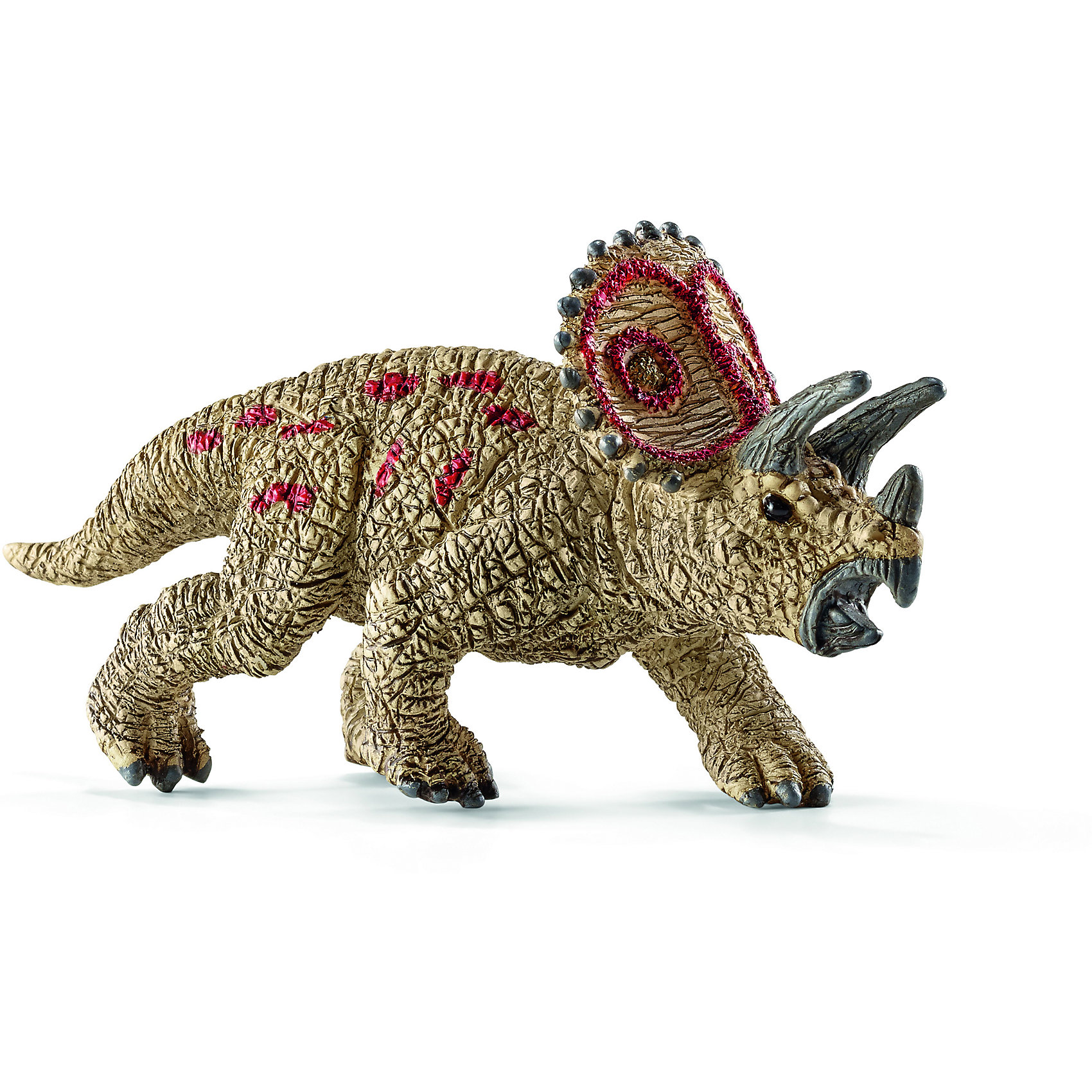 Трицераптор, мини, Schleich Трицераптор, мини, SchleichДраконы и динозавры<br>Древний динозавр Трицераптор, проживающий на земле много миллионов лет назад, представлен немецкой компанией Schleich (Шляйх) в виде идущего на четырех лапах динозавра коричневого цвета. <br><br>Трицераптор - травоядное животное. Его челюсть представляет собой своеобразный клюв, который удобно использовать для разделения растительной пищи.<br><br>Игрушка динозавра выполнена из качественного каучукового пластика, который безопасен для детей и не вызывает аллергию.<br><br>Дополнительная информация:<br><br>Материал: каучуковый пластик<br>Размеры: 6.6 x 3.4 x 2.2 см.<br><br>Трицераптора, мини, Schleich (Шляйх) можно купить в нашем магазине.<br><br>Ширина мм: 104<br>Глубина мм: 40<br>Высота мм: 22<br>Вес г: 11<br>Возраст от месяцев: 36<br>Возраст до месяцев: 96<br>Пол: Мужской<br>Возраст: Детский<br>SKU: 3902517