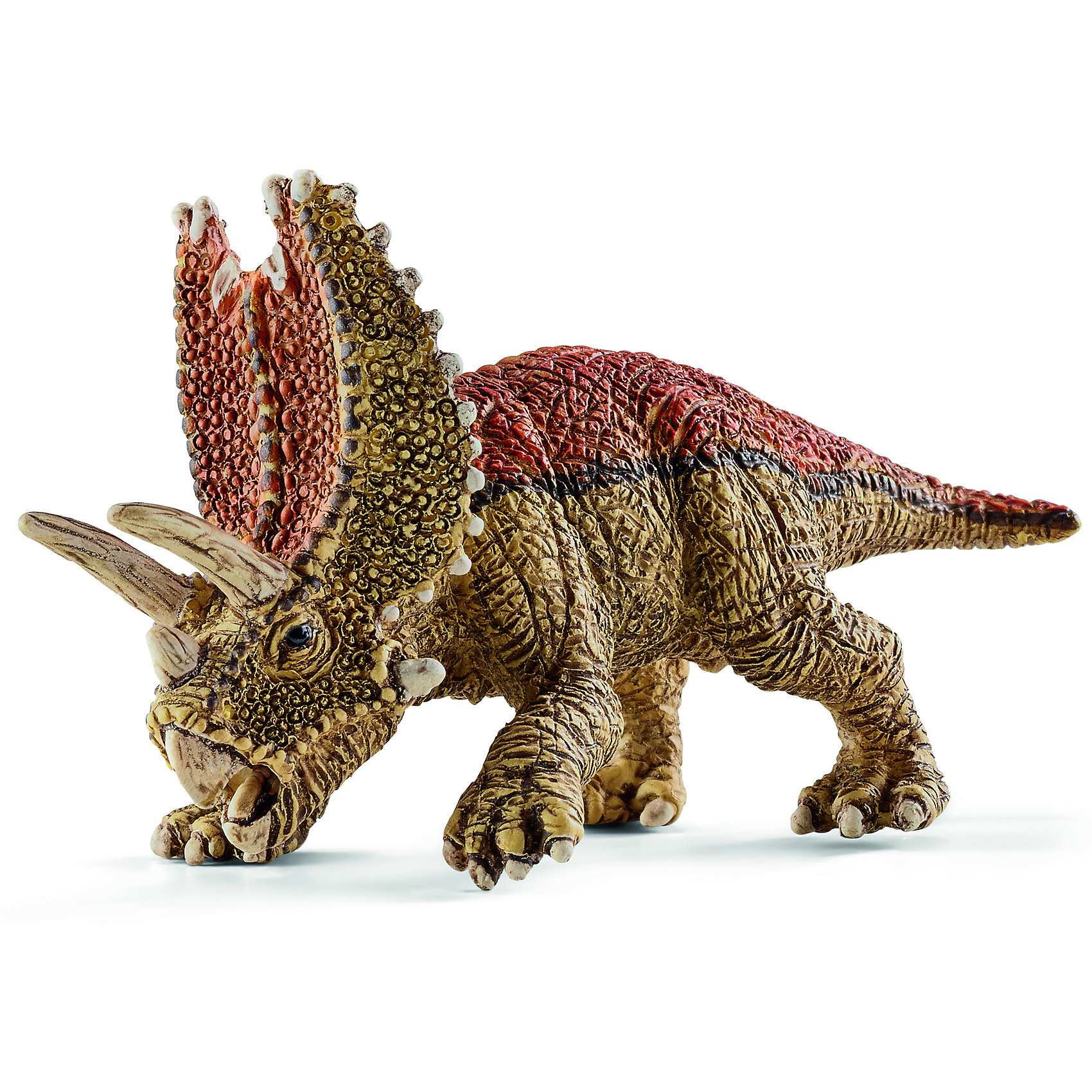 Пентацератопс, мини, Schleich Пентацератопс, мини, SchleichДраконы и динозавры<br>Древний динозавр Пентацератопс, проживающий на земле много миллионов лет назад, представлен немецкой компанией Schleich (Шляйх) в виде идущего на четырех лапах динозавра коричневого цвета. <br><br>У Пентацератопса огромная голова с пятью рогами и специальной защитой-воротником от врагов. Пентацератопс обладает самым большим черепом из всех известных наземных животных. <br><br>Игрушка динозавра выполнена из качественного каучукового пластика, который безопасен для детей и не вызывает аллергию. <br><br>Дополнительная информация:<br><br>Материал: каучуковый пластик<br>Размеры: 6.8 x 3.2 x 2.9 см.<br><br>Пентацератопса, мини, Schleich (Шляйх) можно купить в нашем магазине.<br><br>Ширина мм: 73<br>Глубина мм: 96<br>Высота мм: 22<br>Вес г: 9<br>Возраст от месяцев: 36<br>Возраст до месяцев: 96<br>Пол: Мужской<br>Возраст: Детский<br>SKU: 3902518