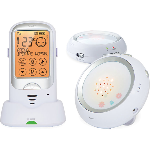 Радионяня Baby с двумя детскими блоками RA300Duo, Ramili Радионяня Baby с двумя детскими блоками RA300Duo, RamiliРадионяни<br>Современная технология передачи данных обеспечивает кристально чистую связь без помех и на дальнем расстоянии. Радионяня включается автоматически при обнаружении детского плача и передает сигнал тревоги на родительский блок, включая передачу звука. Родители также могут прослушать звук из детской комнаты или же поговорить с ребенком, нажав и отпустив кнопку обратной связи. Для наиболее часто используемых функций на главный экран вынесены отдельные сенсорные кнопки. Оба блока радионяни могут работать без подключения к розетке. На детском блоке имеется ночник, который включается автоматически при детском плаче, родители могут изменять настройки включения ночника. Ночник имеет функцию проектора звездного неба. Можно одновременно подключить до 4 детских блоков. <br>При обнаружении звука на любом из блоков, радионяня автоматически переключается на этот детский блок и оповещает родителей о тревожной ситуации. Детский блок оснащен термометром, показания которого отображаются на родительском блоке. Так же радионяня имеет таймер кормления, вибросигнал на родительском блоке, колыбельные мелодии, оповещение о выходе из зоны приема, а также о низком заряде аккумулятора или заряде батареи на детском блоке. <br><br>Дополнительная информация:<br><br>- Комплектация: родительский блок, детский блок (2 шт.), аккумулятор для родительского блока подставка-зарядное устройство. <br>- Питание родительского блока: от сети (220 В) или Li-Pol аккумулятора 3.7В (720 мАч)<br>- Питание детского блока: сеть, батарейки (не входят в комплект).<br>- Габариты родительского блока: 56 x 110 x 27 мм; вес – 100гр.<br>- Функции: активация при плаче; мониторинг по требованию; двухсторонняя связь; ночник; проектор звездного неба; возможность подключения нескольких блоков; вибросигнал; термометр; таймер кормления; колыбельные; оповещения о выходе из зоны приема или низком заряде аккумулятора и батареек, регулировка звука. <br>- Клипса для крепления на поясе.<br>- 5 языков (включая русский).<br>- Дальность приёма до 650 метров.<br>- Сенсорный экран 7,3 см.<br>- Возможность подключения до 4 детских блоков.<br>- Материал: пластик, металл.<br><br>Радионяню Baby RA300, Ramili можно купить в нашем магазине.<br><br>Ширина мм: 180<br>Глубина мм: 165<br>Высота мм: 75<br>Вес г: 550<br>Возраст от месяцев: 0<br>Возраст до месяцев: 36<br>Пол: Унисекс<br>Возраст: Детский<br>SKU: 3925486