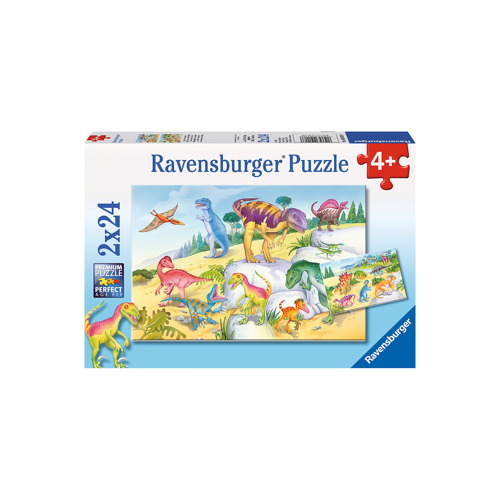 Пазл «Красочные динозавры», 2х24 деталей, Ravensburger Пазл «Красочные динозавры», 2х24 деталей, RavensburgerПазлы для малышей<br>Собрать пазл Красочные динозавры будет не только интересно, но и полезно для вашего ребёнка. Сборка картинки поспособствует развитию моторики рук, логического мышления и памяти. Детали пазла абсолютно безопасны, так как сделаны из экологического сырья. Ребёнок может собрать картинку самостоятельно, ведь все детали очень качественные и не будут расклеиваться при использовании. Так же красочные динозавры не потускнеют со временем и долго будут радовать вашего малыша. <br><br>В товар входит:<br>-24 деталей<br><br>Дополнительная информация:<br>-Размер картинки –18х26 см. <br>-Возраст: от 4 лет<br>-Для мальчиков и девочек<br>-Состав: картон, бумага<br>-Бренд: Ravensburger (Равенсбургер)<br>-Страна обладатель бренда: Германия<br><br>Ширина мм: 278<br>Глубина мм: 189<br>Высота мм: 39<br>Вес г: 279<br>Возраст от месяцев: 48<br>Возраст до месяцев: 72<br>Пол: Мужской<br>Возраст: Детский<br>Количество деталей: 24<br>SKU: 3933954