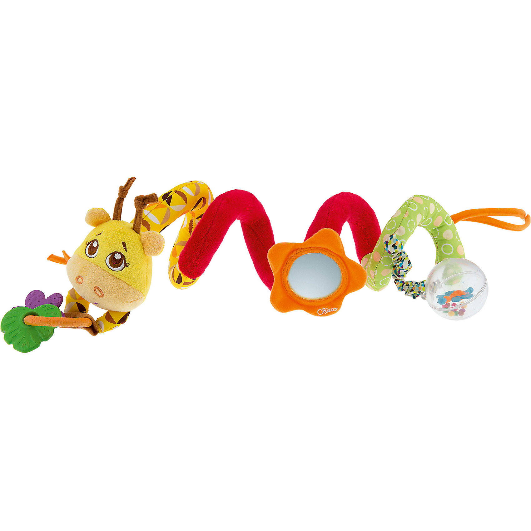 Игрушка для коляски Джунгли на прогулке, Chicco Игрушка для коляски Джунгли на прогулке, ChiccoДуги и растяжки<br>Игрушка для коляски Джунгли на прогулке, Chicco (Чикко) - это яркая цветная игрушка для коляски с множеством игровых элементов.<br>Игрушка для коляски Джунгли на прогулке от Chicco (Чикко) привлечет внимание вашего малыша и не позволит ему скучать! Игрушка выполнена из и яркого текстильного материала разных фактур. Вытянутая форма изделия украшена симпатичной мордочкой жирафа. По бокам игрушки расположены завязки, для крепления на коляску. К игрушке пришиты разные элементы: безопасное зеркальце, прорезыватели и прозрачная крутящаяся сфера, внутри которой находятся маленькие разноцветные гремящие шарики и бабочка. Игрушку можно повесить на коляску, кроватку, или дать малышу как погремушку. Яркая игрушка поможет малышу в развитии цветового и звукового восприятия, концентрации внимания, мелкой моторики рук, координации движений и тактильных ощущений. Изготовлена из безопасных для здоровья ребенка материалов. При желании поверхность игрушки можно аккуратно вымыть.<br><br>Дополнительная информация:<br><br>- Размер игрушки в скрученном виде: 25 х 11 х 11 см.<br>- Материал: высококачественный пластик, текстиль<br>- Размер упаковки: 25 х 20 х 12 см.<br>- Вес: 190 гр.<br><br>Игрушку для коляски Джунгли на прогулке, Chicco (Чикко) можно купить в нашем интернет-магазине.<br><br>Ширина мм: 259<br>Глубина мм: 208<br>Высота мм: 114<br>Вес г: 211<br>Возраст от месяцев: 6<br>Возраст до месяцев: 24<br>Пол: Унисекс<br>Возраст: Детский<br>SKU: 3943190