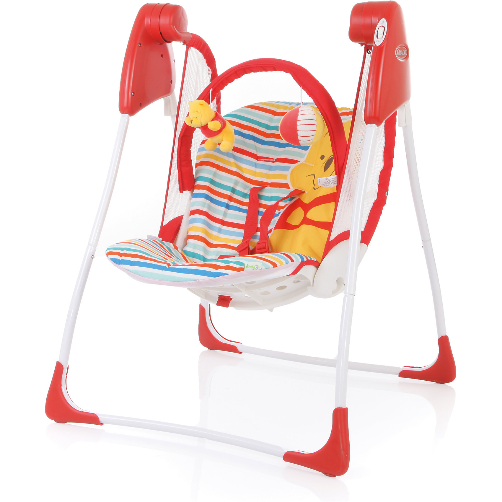 Электрокачели Baby Delight, Simply Pooh, Graco Электрокачели Baby Delight, Simply Pooh, GracoКачели электронные<br>Все грудные малыши очень любят, когда их укачивает мама. Но подрастающего кроху можно научить засыпать самостоятельно с помощью удобных электрокачелей Baby Delight Disney от Graco (Грако). С помощью мерного покачивания и удобного наклона спинки электрокачели Baby Delight легко убаюкают малыша, а когда это необходимо поднимут ему настроение и развлекут, ведь на них можно так весело качаться, играть с игрушками и рассматривать все вокруг! Мама же сможет в это время заняться домашними делами или отдохнуть. Облегченная рама с удобным сидением и пятиточечными ремнями безопасности обеспечат полную безопасность и комфорт малышу. Три положения наклона спинки позволят сделать посадку ребенка максимально удобной. Качели легко и компактно складывается для удобства хранения и транспортировки. Чехол на сиденье можно стирать в машинке.<br><br>Дополнительная информация:<br><br>- Допустимый вес эксплуатации: 9 кг;<br>- Легкий доступ к ребенку сверху;<br>- Съемная дуга с двумя игрушками;<br>- Компактно складываются;<br>- 2 скорости качания;<br>- 2 положения спинки;<br>- Надежные пятиточечные ремни безопасности;<br>- Тип батареек: 4 х C / LR14 1.5V (не входят в комплект);<br>- Чехол на сиденье можно стирать в машинке;<br>- Цвет: Simply Pooh разноцветный;<br>- Размер в сложенном виде: 50 х 86 см;<br>- Размеры в рабочем состоянии (ШхГхВ): 60 х 63 х 82 см;<br>- Вес: 4,7 кг <br><br>Электрокачели Baby Delight, Simply Pooh, Graco можно купить в нашем интернет-магазине.<br><br>Ширина мм: 490<br>Глубина мм: 430<br>Высота мм: 320<br>Вес г: 5200<br>Возраст от месяцев: 0<br>Возраст до месяцев: 9<br>Пол: Унисекс<br>Возраст: Детский<br>SKU: 3949988