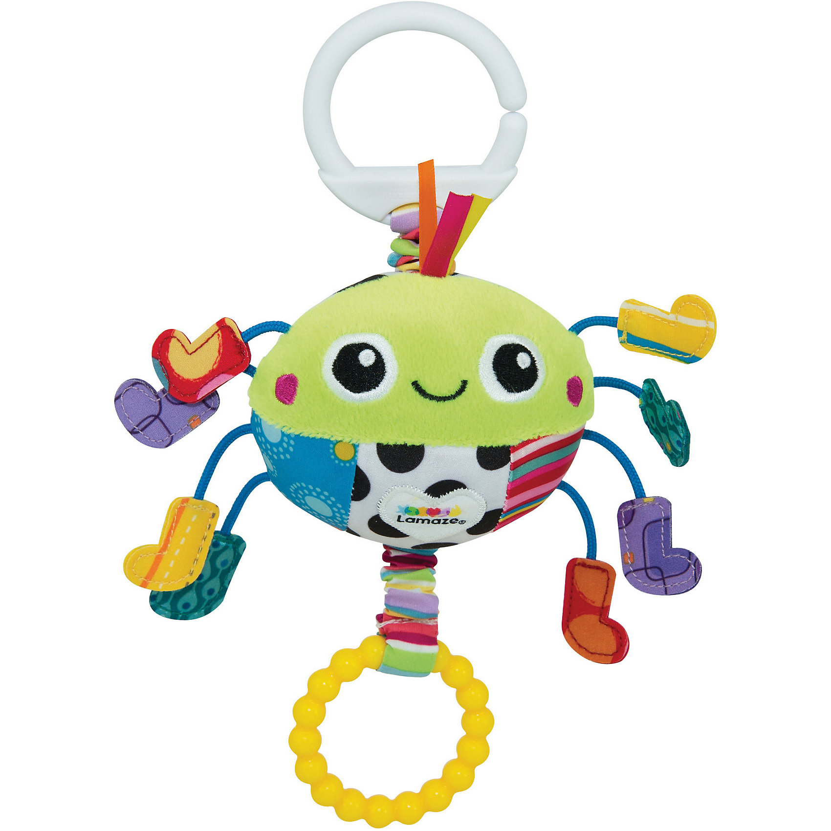 Подвеска Весёлый паучок, Lamaze Подвеска Весёлый паучок, LamazeМягкие игрушки<br>Подвеска Весёлый паучок, Lamaze - забавная развивающая игрушка, которая обязательно привлечет внимание Вашего малыша. Милый веселый паучок выполнен в ярких разноцветных тонах, очень мягкий и приятный на ощупь. Материалы разной фактуры, контрастные цвета и лапки с шуршащими ботиночками стимулируют развитие тактильных и сенсорных навыков ребенка. Легкая конструкция и форма очень удобна для маленьких ручек малыша. Потяните паучка за желтое кольцо с радужной паутинкой и он будет вибрировать, слегка покачивая ножками.<br>Имеется кольцо для крепления к кроватке или коляске. Игрушка способствует развитию воображения и познавательной активности, учит причинно-следственным связям, тренирует мелкую моторику.<br><br>Дополнительная информация:<br><br>- Материал: текстиль, пластик.<br>- Размер игрушки: 3 x 15,2 x 12,7 см.<br>- Вес: 0,454 кг.<br><br>Подвеску Весёлый паучок, Lamaze, можно купить в нашем интернет-магазине.<br><br>Ширина мм: 275<br>Глубина мм: 156<br>Высота мм: 71<br>Вес г: 90<br>Возраст от месяцев: 0<br>Возраст до месяцев: 18<br>Пол: Унисекс<br>Возраст: Детский<br>SKU: 3965939