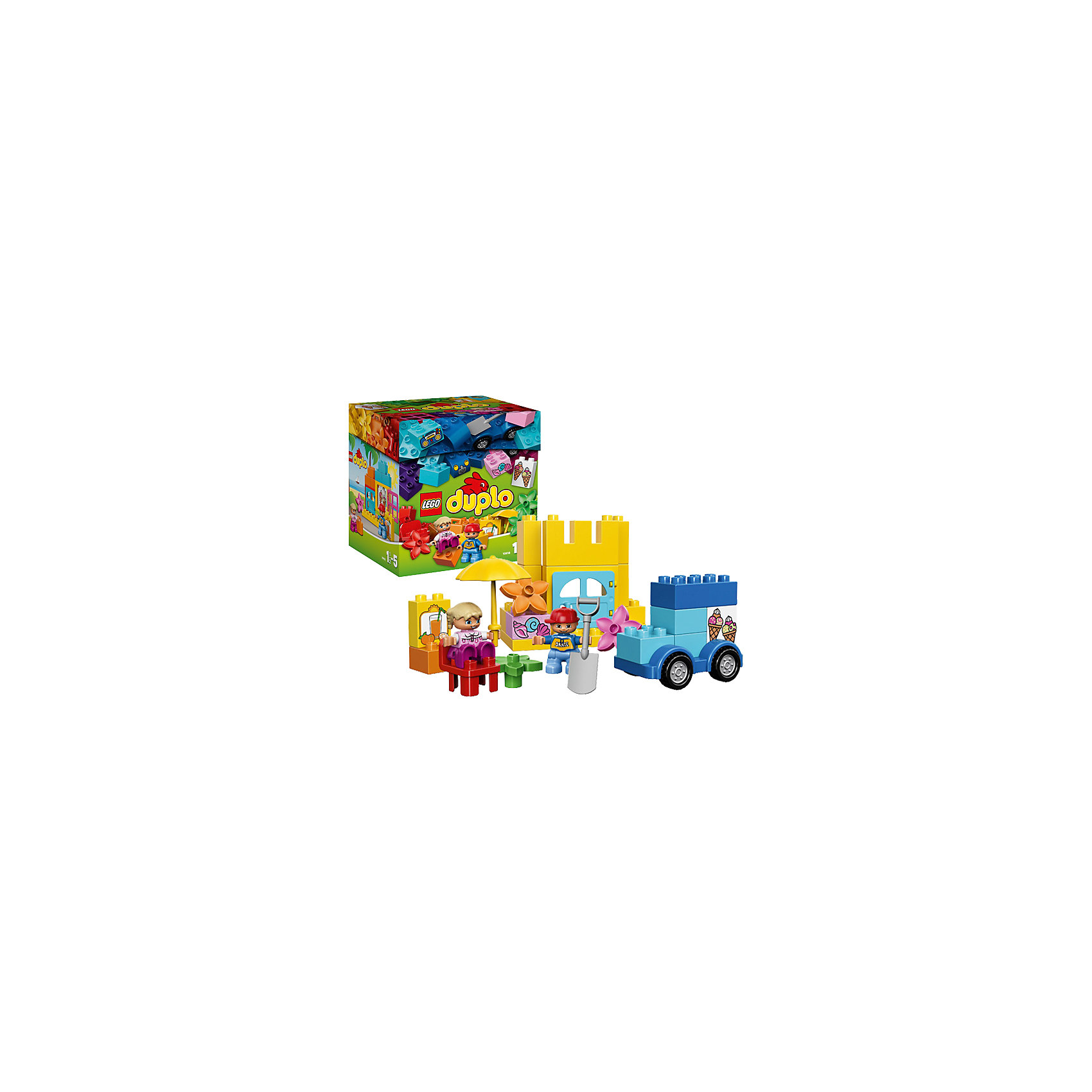 LEGO DUPLO 10618: Весёлые каникулы LEGO DUPLO 10618: Весёлые каникулыПластмассовые конструкторы<br>Креативный набор LEGO DUPLO (ЛЕГО Дупло) 10618: Весёлые каникулы поможет освоить основы конструирования и придумать много историй про отдых и путешествия двух друзей. Используйте яркие декорированные кубики и другие элементы для того, что бы построить домик, автомобиль с открытым верхом, фургон с мороженым, замок из песка. Чтобы игра стала более реалистичной и интересной можно воспользоваться деталями с изображениями мороженого, апельсинового сока, магнитофона и морских ракушек и аксессуарами (тент, чемодан, стулья и цветы, магнитофон).<br><br>Конструкторы LEGO DUPLO (ЛЕГО ДУПЛО), предназначенные для детей дошкольного возраста, сочетают игру и обучение, а также развивают мелкую моторику, пространственное мышление и творческие способности малышей и дошкольников. Кубики LEGO DUPLO (ЛЕГО ДУПЛО) в 8 раз больше, чем обычные кубики, что позволяет ребенку удобно их держать и быстро строить. Большое количество дополнительных элементов делает игровые сюжеты по-настоящему захватывающими и реалистичными. Все наборы ЛЕГО ДУПЛО соответствуют самым высоким европейским стандартам качества и абсолютно безопасны. <br><br>Дополнительная информация:<br>-Размер упаковки: 23,2x22,5x19,1 см<br>-Размеры замка из песка: 11х12х5 см<br>-Размеры машинки: 8х9х6 см<br>-Вес: 1,00 кг<br>-Деталей: 70 шт.<br>-Материал: пластик<br>-Весь набор упакован в фирменную картонную коробку ЛЕГО<br><br>LEGO DUPLO (ЛЕГО Дупло) 10618: Весёлые каникулы можно купить в нашем магазине.<br><br>Ширина мм: 230<br>Глубина мм: 195<br>Высота мм: 228<br>Вес г: 841<br>Возраст от месяцев: 18<br>Возраст до месяцев: 60<br>Пол: Унисекс<br>Возраст: Детский<br>SKU: 3974074