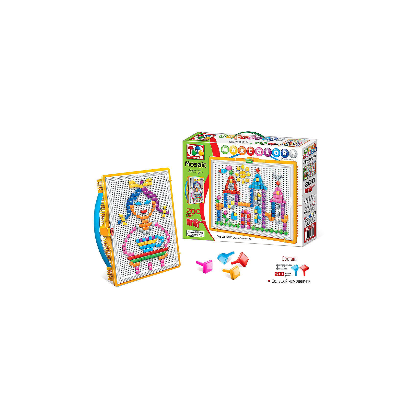 Мозаика Волшебный замок, 200 деталей, Toys Union Мозаика Волшебный замок, 200 деталей, Toys UnionМозаика - самое увлекательное из развивающих занятий для детей! Мозаика полезна для детей всех возрастов, ведь помимо моторики, она развивает образное мышление и внимание. Мозаика Волшебный замок подойдет для тех, кто уже знаком с этим видом творчества. Удобная основа в виде прямоугольного чемоданчика, в котором удобно хранить фишки дает большие возможности для декорирования. Элементы мозаики очень разнообразные: 9 цветов и фигурные фишки, что дает возможность сделать разнофактурную картинку. Книжка со схемами и красивыми картинками поможет сделать замечательные работы. Осваивайте мозаику вместе с малышом и получайте прекрасные работы в подарок!<br><br>Дополнительная информация:<br><br>- Развитие моторики и фантазии в игровой форме;<br>- Большая плата;<br>- 200 фишек;<br>- 9 цветов;<br>- Фигурные фишки;<br>- Удобный чемоданчик;<br>- Прекрасный подарок;<br>- Размер упаковки: 40 х 30,5 х 6,5 см;<br>- Вес: 440 г<br><br>Мозаику Волшебный замок, 200 деталей, Toys Union можно купить в нашем интернет-магазине.<br><br>Ширина мм: 400<br>Глубина мм: 305<br>Высота мм: 65<br>Вес г: 440<br>Возраст от месяцев: 36<br>Возраст до месяцев: 96<br>Пол: Унисекс<br>Возраст: Детский<br>SKU: 3976518