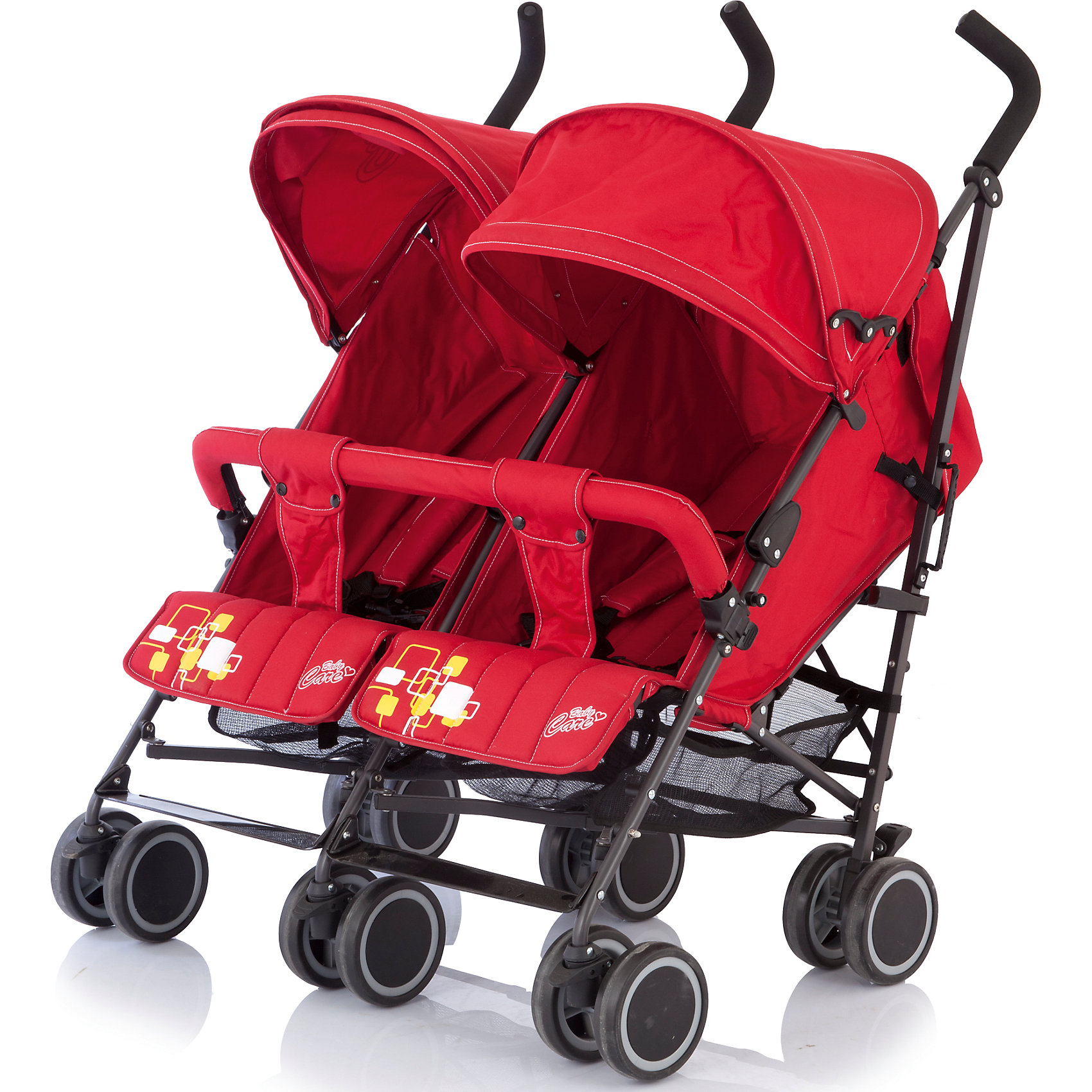 Коляска-трость для двойни Baby Care Citi Twin, красный Коляска-трость для двойни Baby Care Citi Twin, красныйКоляски-трости<br>Baby Care Citi Twin – сверхлегкая коляска-трость для двойни. Идеальный вариант для путешествий или летних городских прогулок. Данная модель вобрала в себя весь необходимый функционал трости Baby Care City Style и значительно улучшила его. Рама установлена на шести парах сдвоенных колес, что делает ее максимально маневренной и устойчивой на любой поверхности. Спинки, подножки и глубокие козырьки на обоих сиденьях регулируются независимо друг от друга. Есть возможность получить два почти горизонтальных спальных места (до 170 градусов), для комфортного отдыха малышей. Бампер, как и чехол на ножки – один на двоих. Коляска легко и компактно складывается, имеет удобную ручку для переноски, занимает мало места при хранении и транспортировке.<br><br>Дополнительная информация:<br><br>- Для двойни.<br>- Расположение блоков: рядом.<br>- Механизм складывания: трость.<br>- Комплектация: коляска, чехол на ножки, дождевик.<br>- Материал: металл, пластик, текстиль, резина.<br>- Размер колесной базы: 85 см.<br>- Длина колесной базы: 53 см<br>- Ширина сидений: 34х19 см.<br>- Размер спального места: 78х34 см.<br>- Вес: 14 кг<br>- Количество колес: 6 (сдвоенные).<br>- Диаметр колес: 15 см.<br>- Цвет: красный.<br>- Передние колеса поворотные, с возможностью блокировки.<br>- Стояночный тормоз.<br>- 5-ти точечные ремни безопасности.<br>- Съемный бампер.<br>- Регулировка спинки в 3 положениях. <br>- Регулируются независимо друг от друга: спинка, подножка, козырек.<br>- Один на двоих: бампер, чехол на ножки.<br>- Регулируемые подножки.<br>- Солнцезащитный козырек.<br>- Вместительная корзина для покупок.<br><br>Коляску-трость для двойни Citi Twin, Baby Care, красную, можно купить в нашем магазине.<br><br>Ширина мм: 1060<br>Глубина мм: 390<br>Высота мм: 220<br>Вес г: 16000<br>Возраст от месяцев: 6<br>Возраст до месяцев: 36<br>Пол: Унисекс<br>Возраст: Детский<br>SKU: 3995832