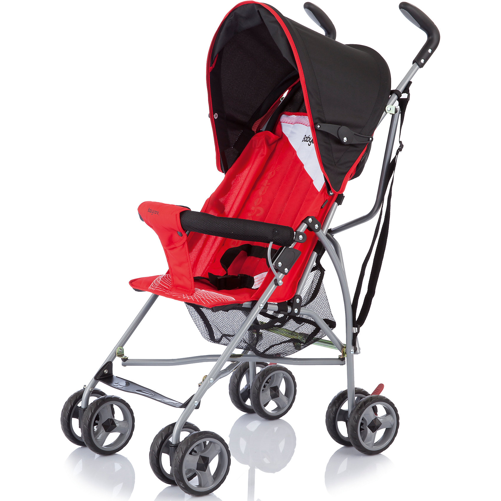 Коляска-трость Vento, Baby Care, красный Коляска-трость Vento, Baby Care, красныйКоляска-трость Vento - идеальный вариант для прогулок и активного отдыха, путешествий и походов по магазина. Небольшая ширина колесной базы позволяет коляске с легкостью проходить во все дверные проемы и лифты. Сдвоенные колеса обеспечивают удобство и устойчивость, поворотные передние колеса - маневренность. Спинка сиденья имеет жесткую матерчатую вставку, регулируется в двух положениях - сидя и полулежа; капюшон защищает от солнца - все это позволяет ребенку чувствовать себя максимально комфортно в любом месте и в любой ситуации. 5-титочечные ремни и бампер с разделителем для ног обеспечит безопасность даже самым активным малышам. <br>Коляска легко и быстро складывается, имеет удобную петлю для переноски, не занимает много места при хранении и транспортировке, имеет маленький вес.<br><br>Дополнительная информация:<br><br>- Механизм складывания: трость.<br>- Материал: металл, пластик, текстиль, резина.<br>- Размер: 45х85х90 см.<br>- Размер колесной базы: 44 см.<br>- Ширина сиденья: 29 см.<br>- Вес: 5 кг.<br>- Количество колес: 4 (сдвоенные).<br>- Диаметр колес: 12 см.<br>- Цвет: красный.<br>- Передние колеса поворотные, с возможностью блокировки.<br>- Стояночный тормоз.<br>- 5-ти точечные ремни безопасности.<br>- Съемный бампер.<br>- Регулировка спинки в 2 положениях. <br>- Солнцезащитный козырек.<br>- Вместительная корзина для покупок.<br><br>Коляска-трость Vento, Baby Care, красную, можно купить в нашем магазине.<br><br>Ширина мм: 1040<br>Глубина мм: 350<br>Высота мм: 350<br>Вес г: 12000<br>Возраст от месяцев: 6<br>Возраст до месяцев: 36<br>Пол: Унисекс<br>Возраст: Детский<br>SKU: 3995839