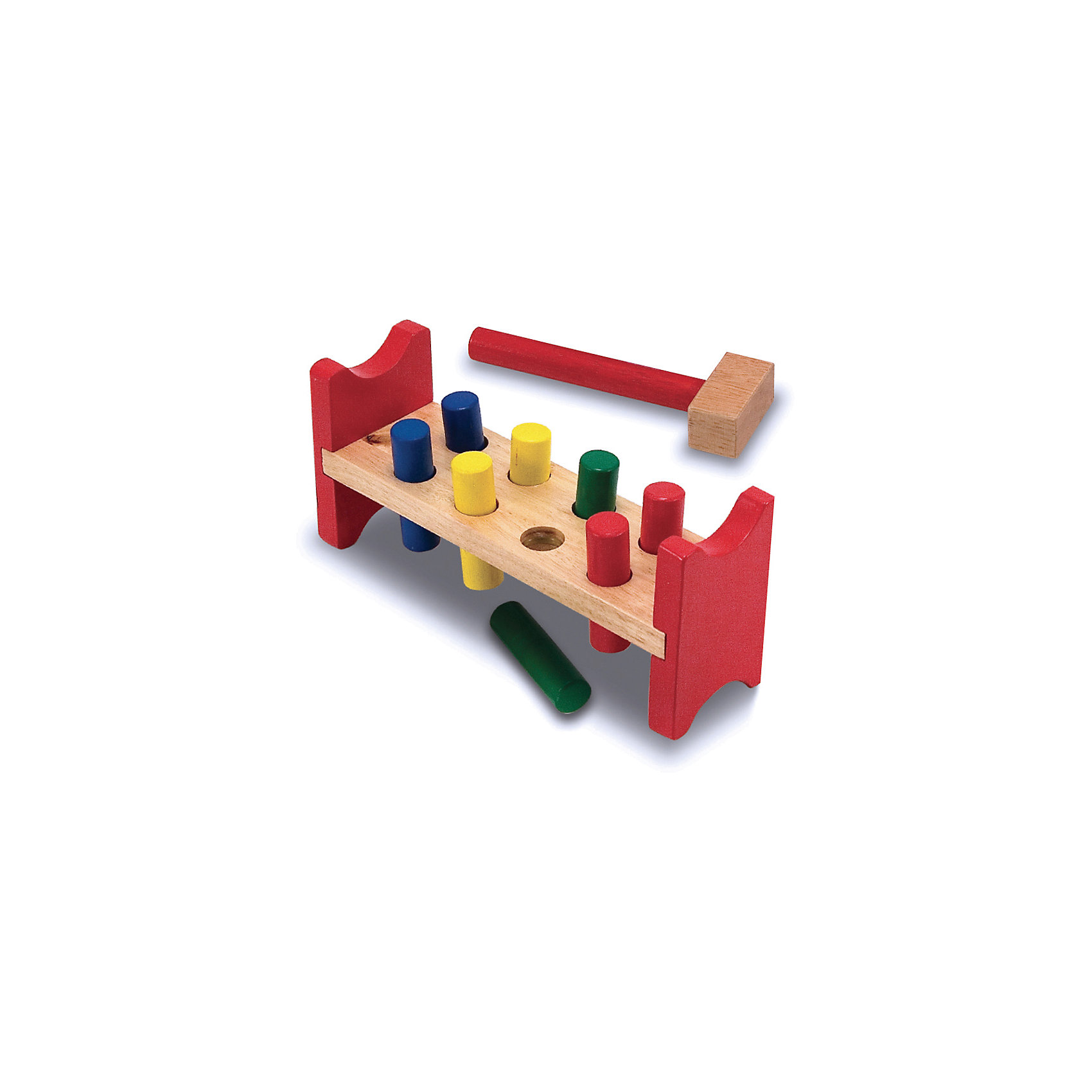 Игрушка Забить в лунки, Melissa & Doug Игрушка Забить в лунки, Melissa & DougРазвивающие игры<br>Игрушка Забить в лунки, Melissa & Doug (Мелисса и Даг) – это игрушка - стучалка, которую обожают все дети.<br>Игрушка Забить в лунки - увлекательная игра для любителя постучать. Забейте восемь красочных деревянных колышков в деревянную скамейку, а затем выньте и забивайте снова и снова! Игрушка развивает координацию движений, внимание, точность, моторику ручек и пальчиков. Изготовлено из натурального хорошо обработанного дерева, окрашенного безопасными нетоксичными красками.<br><br>Дополнительная информация:<br><br>- В наборе: четыре пары цветных кольев, деревянный молоток<br>- Материал: дерево<br>- Размер упаковки: 28х12х8 см.<br>- Вес: 543 гр.<br><br>Игрушку Забить в лунки, Melissa & Doug (Мелисса и Даг) можно купить в нашем интернет-магазине.<br><br>Ширина мм: 800<br>Глубина мм: 280<br>Высота мм: 120<br>Вес г: 543<br>Возраст от месяцев: 24<br>Возраст до месяцев: 48<br>Пол: Унисекс<br>Возраст: Детский<br>SKU: 4005809