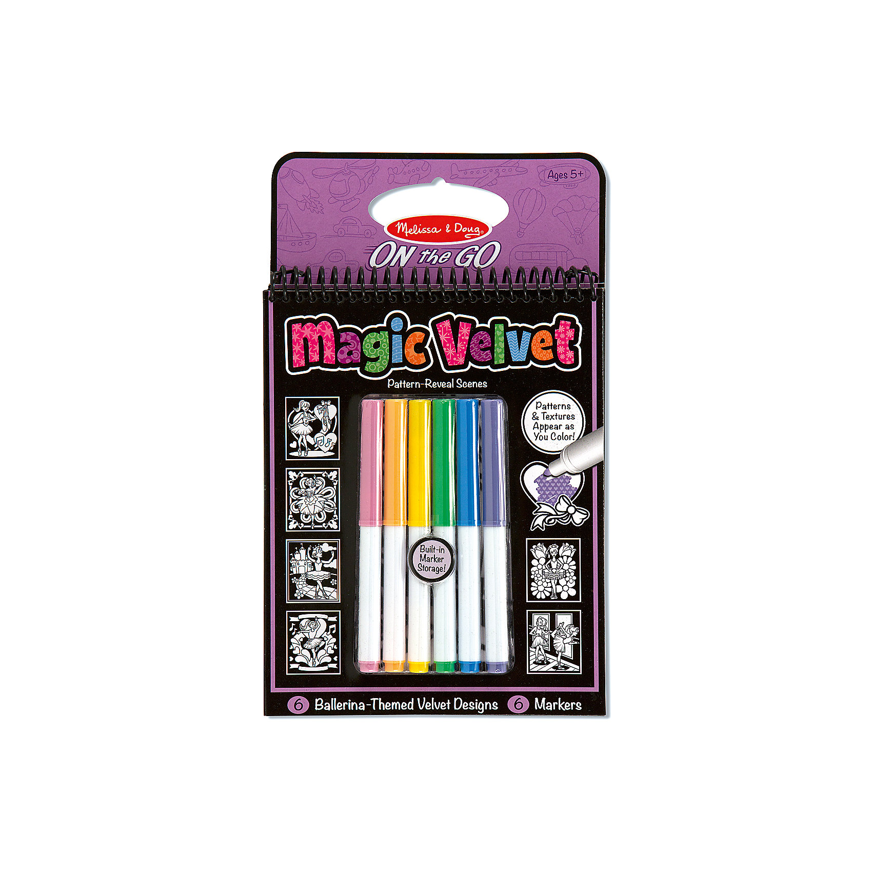 Магический бархат Балерины, Melissa & Doug Магический бархат Балерины, Melissa & DougМагический бархат Балерины, Melissa & Doug (Мелисса и Даг) – это набор для рисования, состоящий из 6 картинок балерин на черном бархатном фоне и 6 фломастеров, которыми нужно раскрасить изображения балерин в разные цвета. Эта необычная раскраска является не только интересным занятием, но и отличной развивающей игрой для ребенка. В результате получатся красивые картинки, которыми можно украсить интерьер детской комнаты или подарить своим друзьям. Раскраска знакомит ребенка с палитрой красок, пробуждает интерес к творчеству, способствует развитию навыков рисования, зрительной памяти, пространственного мышления.<br><br>Комплектация: блокнот с 6 рисунками, 6 фломастеров<br><br>Дополнительная информация:<br>-Материал: бархат, картон, пластик<br>-Размер упаковки: 25,4х15х0,5 см<br>-Вес: 0,2 кг<br><br>Набор-раскраска позволит ребенку ощутить себя настоящим художником и творчески провести время дома или в поездке. <br><br>Магический бархат Балерины, Melissa & Doug (Мелисса и Даг) можно купить в нашем магазине.<br><br>Ширина мм: 16<br>Глубина мм: 150<br>Высота мм: 250<br>Вес г: 340<br>Возраст от месяцев: 60<br>Возраст до месяцев: 180<br>Пол: Унисекс<br>Возраст: Детский<br>SKU: 4008287