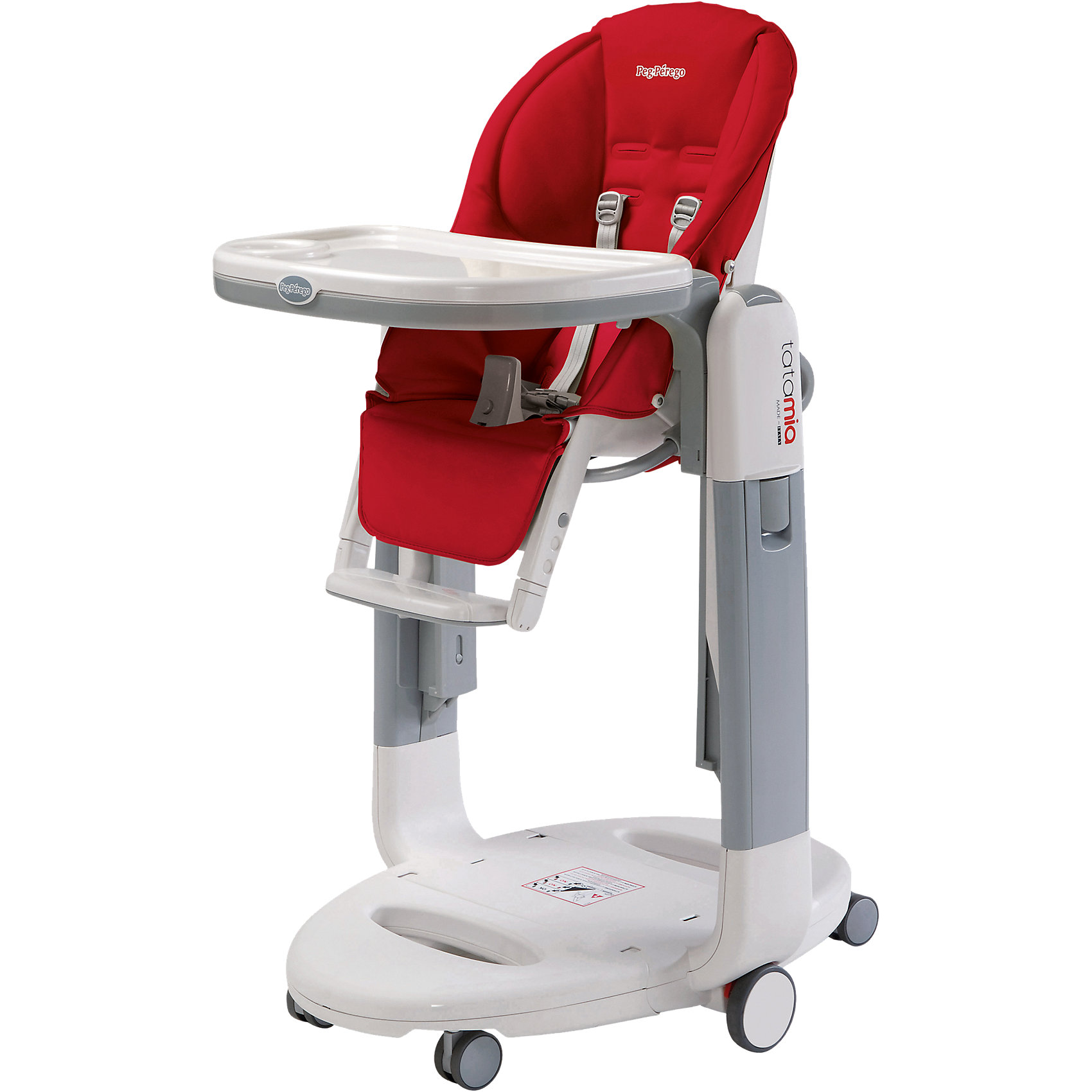 Стульчик для кормления Tatamia, Peg-Perego, Fragola Стульчик для кормления Tatamia, Peg-Perego, Fragolaот рождения<br>Удобный и функциональный стульчик Tatamia, Peg-Perego, обеспечит комфорт и безопасность Вашего малыша во время кормления. Спинка сиденья легко регулируется в 4 положениях, что позволяет использовать стульчик как для кормления так и для игр и отдыха. Широкое и<br>эргономичное мягкое сиденье будет удобно как малышу, так и ребенку постарше. Стульчик оснащен регулируемыми 5- точечными ремнями безопасности, а съемная планка-разделитель для ножек под столиком не даст малышу соскользнуть. Высота стула регулируется в 9<br>положениях, выбрав самое низкое положение и убрав столик, Вы легко трансформируете стул для кормления в низкий безопасный детский стульчик, куда ребенок может садиться сам. Подножка регулируется в 3 позициях, позволяя выбрать оптимальное для ребенка положение.<br>Благодаря особой конструкции стульчик можно использовать как механические качели, опустив сиденье на нижнюю высоту.<br><br>Широкий съемный столик оснащен подносом с отделениями для кружки или стакана, поднос можно снять для быстрой чистки и использовать основную поверхность для игр и занятий. Для детей постарше стул можно использовать без столика для кормления, придвинув его к столу<br>для взрослых. При нажатии боковых кнопок стульчик легко перемещается по квартире с помощью 6 колесиков, имеются фиксаторы. Чехол из эко-кожи легко снимается для чистки или стирки. Стульчик легко и компактно складывается и не занимает много места при хранении.<br>Подходит для детей в возрасте от 0 месяцев до 3 лет.<br><br><br>Дополнительная информация:<br><br>- Цвет: красный.<br>- Материал: пластик, эко-кожа. <br>- Размер в разложенном состоянии: 87 x 59 x 107 см. <br>- Размер в сложенном состоянии: 35 х 94,5 см. <br>- Вес: 14 кг.<br><br>Стульчик для кормления Tatamia, цвет Fragola красный, Peg-Perego, можно купить в нашем интернет-магазине.<br><br>Ширина мм: 965<br>Глубина мм: 610<br>Высота мм: 300<br>Вес г: 17250<br>Цвет: красный<br>Возраст от месяцев: 6<br>Возраст до месяцев: 36<br>Пол: Унисекс<br>Возраст: Детский<br>SKU: 4009936