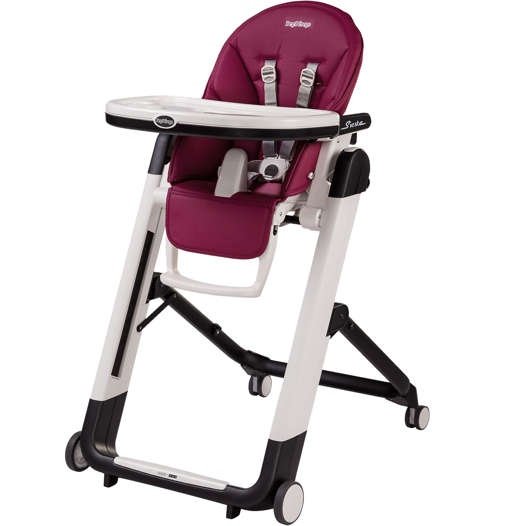 Стульчик для кормления Siesta, Peg-Perego, Berry малина Стульчик для кормления Siesta, Peg-Perego, Berry малинаСтульчики для кормления<br>Удобный и функциональный стульчик Siesta, Peg-Perego, обеспечит комфорт и безопасность Вашего малыша во время кормления. Спинка сиденья легко регулируется в 5 положениях (вплоть до горизонтального), что позволяет использовать стульчик как для кормления так и для игр и<br>сна. Широкое и эргономичное мягкое сиденье будет удобно как малышу, так и ребенку постарше. Стульчик оснащен регулируемыми 5-точечными ремнями безопасности, а планка-разделитель для ножек под столиком не даст малышу соскользнуть. Высота стула регулируется в 9<br>положениях (от 33 до 65 см. от пола). Подножка регулируется в 3 позициях, позволяя выбрать оптимальное для ребенка положение. На задней части спинки размещается сетка для мелочей.<br><br>Широкий съемный столик оснащен подносом с отделениями для кружки или стакана, поднос можно снять для быстрой чистки и использовать основную поверхность для игр и занятий. Для детей постарше стул можно использовать без столика для кормления, придвинув его к столу<br>для взрослых. Ножки оснащены колесиками с блокираторами, что позволяет легко перемещать стульчик по комнате. Кожаный чехол легко снимается для чистки. Стульчик легко и компактно складывается и занимает мало места при хранении. Подходит для детей в возрасте от 0<br>месяцев до 3 лет.<br><br>Дополнительная информация:<br><br>- Цвет: Berry малина.<br>- Материал: пластик, эко-кожа.<br>- Высота спинки сиденья: 44 см.<br>- Ширина сиденья: 27 см.<br>- Размер в разложенном состоянии: 60 х 75 х 104,5 см. <br>- Размер в сложенном состоянии: 60 х 35 х 89 cм. <br>- Вес: 7,6 кг.<br><br>Стульчик для кормления Siesta, Peg-Perego, Berry малина, можно купить в нашем интернет-магазине.<br><br>Ширина мм: 900<br>Глубина мм: 625<br>Высота мм: 290<br>Вес г: 13225<br>Цвет: лиловый<br>Возраст от месяцев: 0<br>Возраст до месяцев: 36<br>Пол: Женский<br>Возраст: Детский<br>SKU: 4009937