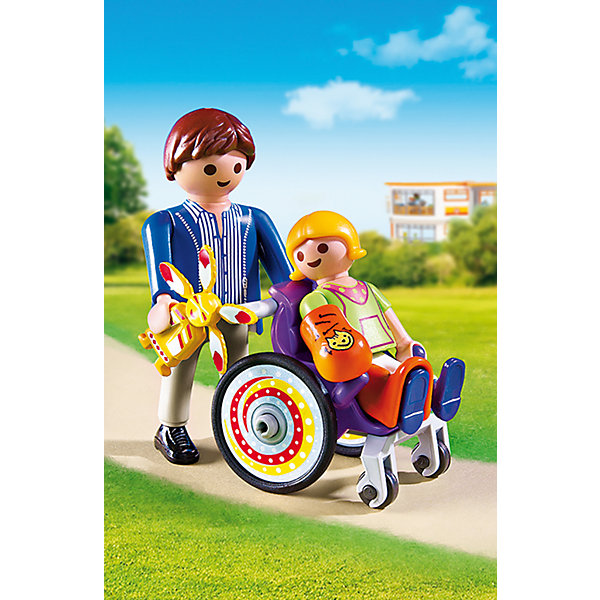 Детская клиника: Ребенок в коляске, PLAYMOBIL Детская клиника: Ребенок в коляске, PLAYMOBILПластмассовые конструкторы<br>Малышка выздоровела и наконец-то уезжает из больницы домой! Посмотри, как она радуется приехавшему за ней папе! В набор входят две фигурки, детская коляска и аксессуары, которые сделают игру еще реалистичнее и увлекательнее. Фигурки имеют подвижные конечности. Все детали прекрасно проработаны и выполнены из высококачественного экологичного пластика безопасного для детей. Играть с таким набором не только приятно и интересно - подобные виды игры развивают мелкую моторику, воображение, творческое мышление.<br><br>Дополнительная информация:<br><br>- 2 фигурки в наборе. <br>- Комплектация: 2 фигурки, коляска, аксессуары.<br>- Материал: пластик.<br>- Размер упаковки: 15х10х5 см.<br>- Высота фигурки: 7,5 см.<br>- Высота фигурки ребенка: 5,5 см.<br>- Голова, руки, ноги у фигурок подвижные.<br><br>Экстра-набор: Мастер с инструментами на велосипеде, PLAYMOBIL (Плеймобил), можно купить в нашем магазине.<br><br>Ширина мм: 145<br>Глубина мм: 96<br>Высота мм: 48<br>Вес г: 60<br>Возраст от месяцев: 48<br>Возраст до месяцев: 120<br>Пол: Унисекс<br>Возраст: Детский<br>SKU: 4012468