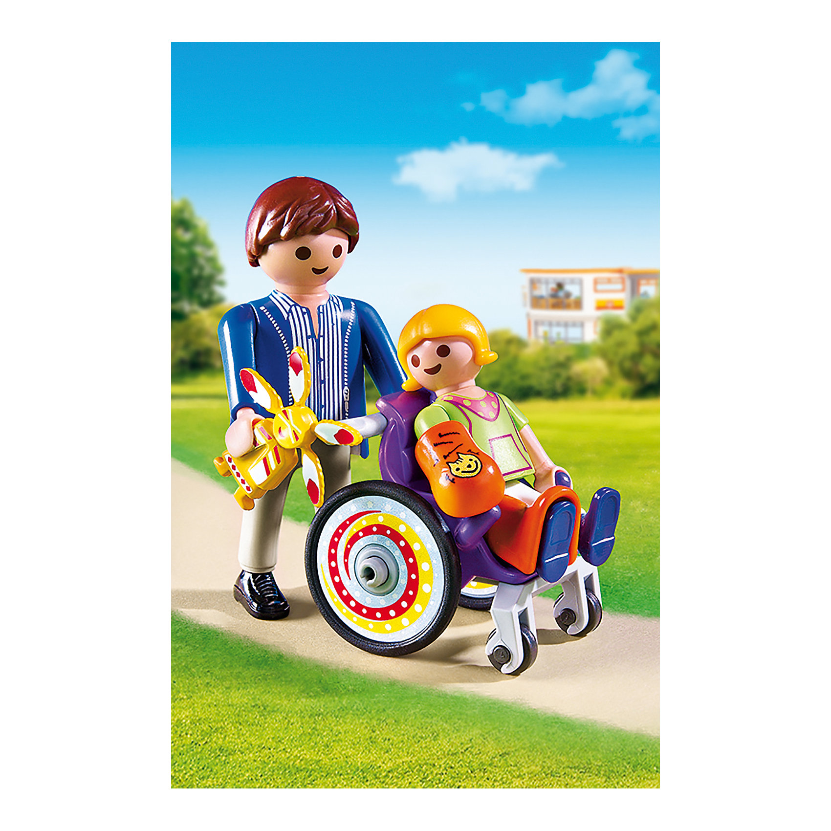 Детская клиника: Ребенок в коляске, PLAYMOBIL Детская клиника: Ребенок в коляске, PLAYMOBILПластмассовые конструкторы<br>Малышка выздоровела и наконец-то уезжает из больницы домой! Посмотри, как она радуется приехавшему за ней папе! В набор входят две фигурки, детская коляска и аксессуары, которые сделают игру еще реалистичнее и увлекательнее. Фигурки имеют подвижные конечности. Все детали прекрасно проработаны и выполнены из высококачественного экологичного пластика безопасного для детей. Играть с таким набором не только приятно и интересно - подобные виды игры развивают мелкую моторику, воображение, творческое мышление.<br><br>Дополнительная информация:<br><br>- 2 фигурки в наборе. <br>- Комплектация: 2 фигурки, коляска, аксессуары.<br>- Материал: пластик.<br>- Размер упаковки: 15х10х5 см.<br>- Высота фигурки: 7,5 см.<br>- Высота фигурки ребенка: 5,5 см.<br>- Голова, руки, ноги у фигурок подвижные.<br><br>Экстра-набор: Мастер с инструментами на велосипеде, PLAYMOBIL (Плеймобил), можно купить в нашем магазине.<br><br>Ширина мм: 147<br>Глубина мм: 96<br>Высота мм: 50<br>Вес г: 67<br>Возраст от месяцев: 48<br>Возраст до месяцев: 120<br>Пол: Унисекс<br>Возраст: Детский<br>SKU: 4012468