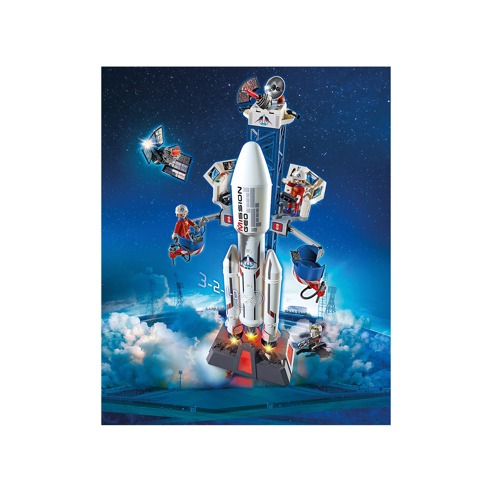 Космическая миссия: Космическая ракета с базовой станцией, Playmobil Космическая миссия: Космическая ракета с базовой станцией, PlaymobilПластмассовые конструкторы<br>Отправляйся в космос вместе с этим замечательным набором. Скорее снаряжай экспедицию и готовь к отправке космический корабль. Подвижная платформа может регулироваться в четырех позициях. Транспортные контейнеры могут быть отцеплены от ракеты. У подножия стартовой платформы есть командный центр. С помощью ракеты ты сможешь запустить на орбиту спутник, которых находится внутри грузового отсека ракеты. Звуковые и световые эффекты сделают игру еще реалистичнее и интереснее. Все детали прекрасно проработаны и выполнены из высококачественного экологичного пластика безопасного для детей. Играть с таким набором не только приятно и интересно - подобные виды игры развивают мелкую моторику, воображение, творческое мышление.<br><br>Дополнительная информация:<br><br>- 2 фигурки в наборе. <br>- Комплектация: 2 фигурки механиков, обслуживающая платформа, сателлит, аксессуары, робот. <br>- Материал: пластик.<br>- Световые, звуковые эффекты.<br>- У ракеты горят задние огни. <br>- Обратный отсчет можно установить на английском и французском языках.<br>- Размер пусковой установки: 22 x 28 x 72 см<br>- Высота фигурки: 7,5 см.<br>- Голова, руки, ноги у фигурок подвижные.<br>- Элемент питания: 2 микробатарейки батарейки 1,5 V (не входят в комплект).<br><br>Набор Космическая ракета с базовой станцией, PLAYMOBIL (Плеймобил), можно купить в нашем магазине.<br><br>Ширина мм: 519<br>Глубина мм: 383<br>Высота мм: 132<br>Вес г: 1606<br>Возраст от месяцев: 72<br>Возраст до месяцев: 144<br>Пол: Мужской<br>Возраст: Детский<br>SKU: 4012471