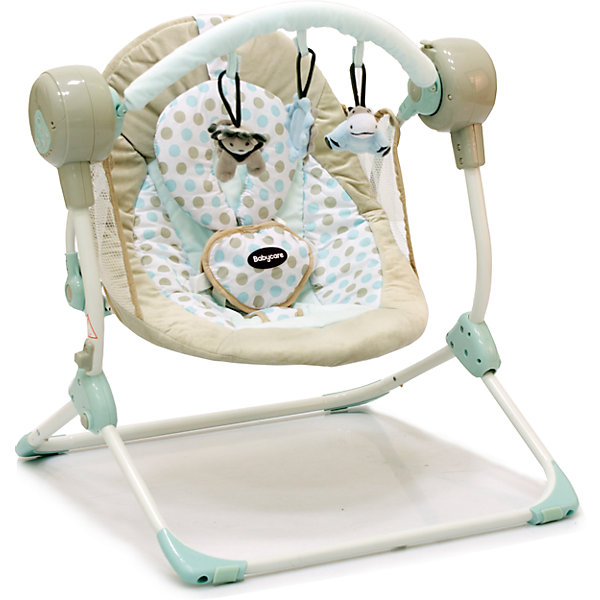Кресло-качели Balancelle, Baby Care, кремовый Кресло-качели Balancelle, Baby Care, кремовыйЭлектронные качели<br>Характеристики кресла-качели Balancelle Baby Care:<br><br>• регулируется угол наклона спинки: 2 положения;<br>• предусмотрено 5 скоростей качания;<br>• музыкальный блок: 16 мелодий;<br>• регулятор громкости;<br>• таймер, 10,15,30 минут, автоматическое отключение;<br>• наличие 5-ти точечных ремней безопасности, мягкий паховый ограничитель;<br>• съемная дуга с подвесными игрушками;<br>• чехол кресла-качели можно снять и постирать при температуре 30 градусов;<br>• материал: алюминий, пластик, полиэстер, резиновые накладки на опорной конструкции;<br>• компактность в сложенном виде.<br><br>Размер в разложенном виде: 50х61х60 см<br>Размер сидения: 48х68 см<br>Вес: 3,2 кг<br>Допустимый вес ребенка: до 12 кг, возраст - до 8 месяцев.<br><br>Кресло-качели Baby Care Balancelle с вибро-музыкальным блоком устанавливается ровную поверхность. Для безопасности ребенка предусмотрены ремни безопасности. Во время пребывания в креслице, малыш изучает и рассматривает мягкие подвесные игрушки.<br><br>Комплектация:<br><br>• кресло-качели Balancelle;<br>• вибро-музыкальный блок;<br>• дуга с подвесными игрушками;<br>• съемная подушечка-подголовник, крепится на липучке;<br>• сетевой адаптер;<br>• инструкция.<br><br>Кресло-качели Balancelle, Baby Care, кремовый можно купить в нашем интернет-магазине.<br><br>Ширина мм: 620<br>Глубина мм: 470<br>Высота мм: 370<br>Вес г: 10800<br>Возраст от месяцев: 0<br>Возраст до месяцев: 8<br>Пол: Унисекс<br>Возраст: Детский<br>SKU: 4028902