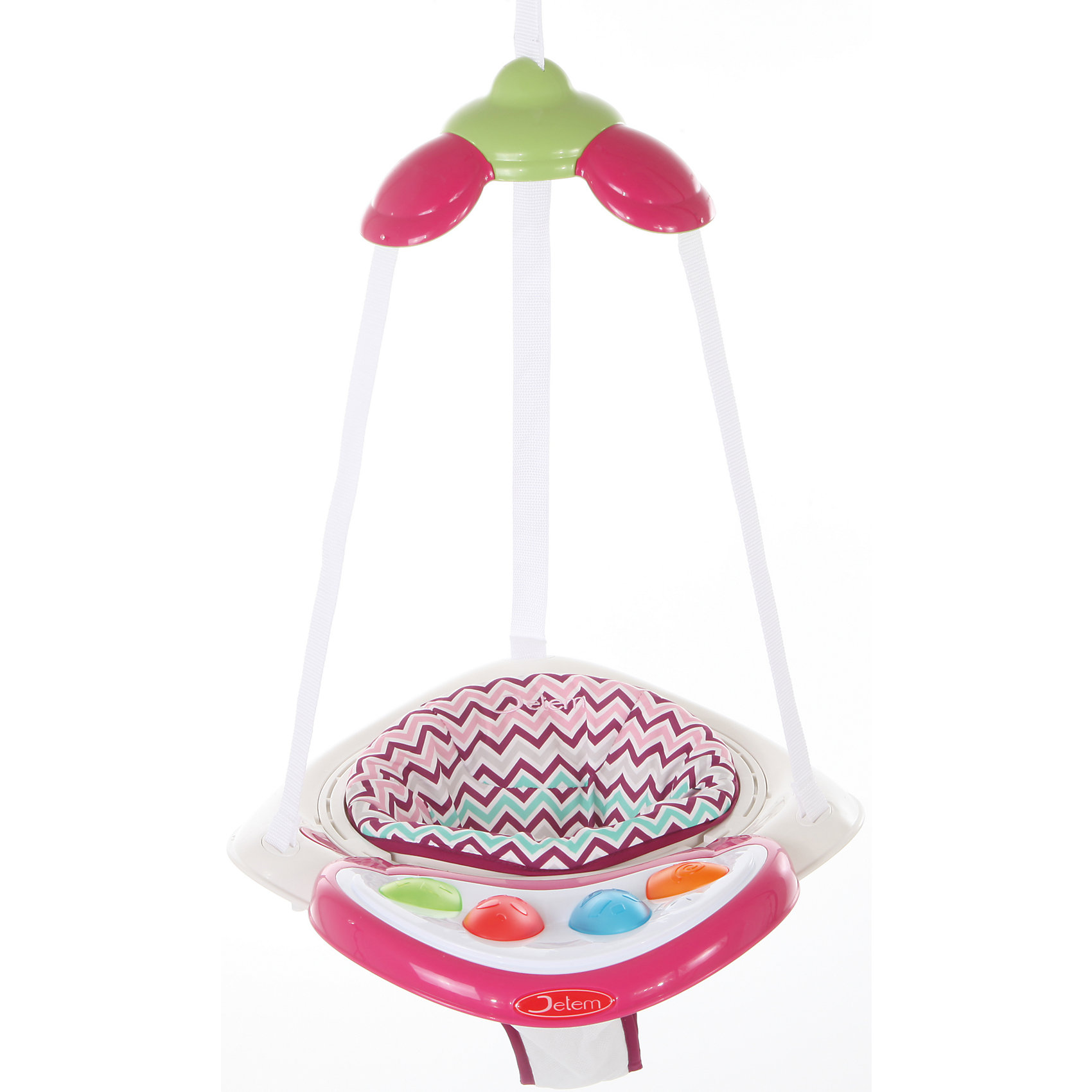 Прыгунки Air Jumper, Jetem, raspberry stripe Прыгунки Air Jumper, Jetem, raspberry stripeПрыгунки<br>Jetem Air Jumper (Жетем Эир Джампер) – замечательные прыгунки, которые принесут столько радости малышу! С ними кроха научится прыгать, ориентироваться в пространстве и будет прекрасно развивать моторику ножек. Яркие и красивые прыгунки легко и надежно крепятся в дверной проем, а механизм встроенных пружин обеспечивает полную безопасность. Вы легко сможете отрегулировать ремешки под рост и вес ребенка и ему будет очень весело и комфортно, ведь сиденье крутится на 360°. Благодаря игровой панели со звуковыми эффектами малыш будет с пользой проводить время в прыгунках и не заскучает! Прыгунки всегда будут выглядеть как новые, ведь сиденье так легко снять и постирать.<br><br>Дополнительная информация:<br><br>- Прыгунки предназначены для малыша от 4-х месяцев и до достижения 12 кг;<br>- Развивающая игровая панель с музыкальным оформлением;<br>- Система встроенных пружин;<br>- Безопасный пластиковый каркас;<br>- Три точки фиксации: удобно сажать ребенка;<br>- Сиденье вращается на 360°, крепится в трех положениях;<br>- Регулировка по высоте с помощью надежного фиксатора;<br>- Батарейки для игровой панели - 2 шт ААА (LR03) (в комплект не входят);<br>- Цвет: малиновый;<br>- Размер упаковки: 42 х 44 х 28 см;<br>- Вес: 2,9 кг<br><br>Прыгунки Air Jumper, Jetem (Эир Джампер, Жетем), малиновые можно купить в нашем интернет-магазине.<br><br>Ширина мм: 420<br>Глубина мм: 440<br>Высота мм: 280<br>Вес г: 2900<br>Возраст от месяцев: 5<br>Возраст до месяцев: 11<br>Пол: Женский<br>Возраст: Детский<br>SKU: 4028907