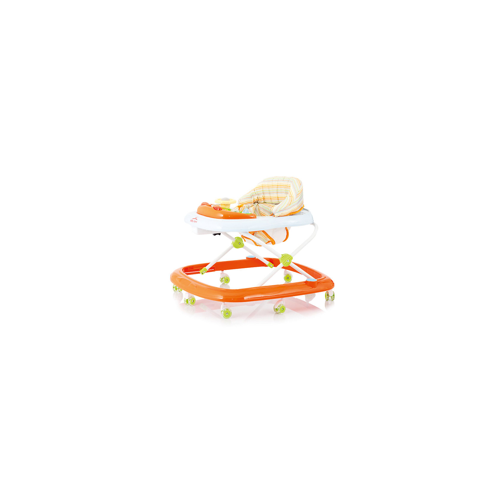Ходунки Flip, Baby Care, оранжевый Ходунки Flip, Baby Care, оранжевыйХодунки<br>Характеристики ходунков Baby Care Flip:<br><br>• музыкальная панель;<br>• сиденье мягкое, с жесткой спинкой и паховым ограничителем;<br>• чехлы съемные, стирка при температуре 30 градусов;<br>• высота сиденья регулируется в 4-х положениях;<br>• защита от произвольного складывания;<br>• сдвоенные поворотные колеса со стопорами, 8 пар, материал – силикон;<br>• тип складывания ходунков: гармошка;<br>• размер ходунков в разложенном виде: 64х60х54 см;<br>• размер ходунков в сложенном виде: 64х60х28 см;<br>• вес ходунков: 2,8 кг;<br>• допустимый вес ребенка: до 12 кг;<br>• возраст ребенка: от 6 до 18 месяцев;<br>• размер упаковки: 54x10x58 см;<br>• вес упаковки: 3,8 кг.<br><br>Устойчивая конструкция ходунков Baby Care Flip позволяет полностью обезопасить кроху от опрокидывания, когда малыш находится в креслице ходунков. Съемная музыкальная панель развивает логическое мышление, слуховое восприятие. Складная и компактная модель – ходунки удобно хранить в сложенном виде, не занимают много места. <br><br>Ходунки Flip, Baby Care, оранжевые можно купить в нашем интернет-магазине.<br><br>Ширина мм: 640<br>Глубина мм: 580<br>Высота мм: 100<br>Вес г: 3000<br>Возраст от месяцев: 6<br>Возраст до месяцев: 180<br>Пол: Унисекс<br>Возраст: Детский<br>SKU: 4028918