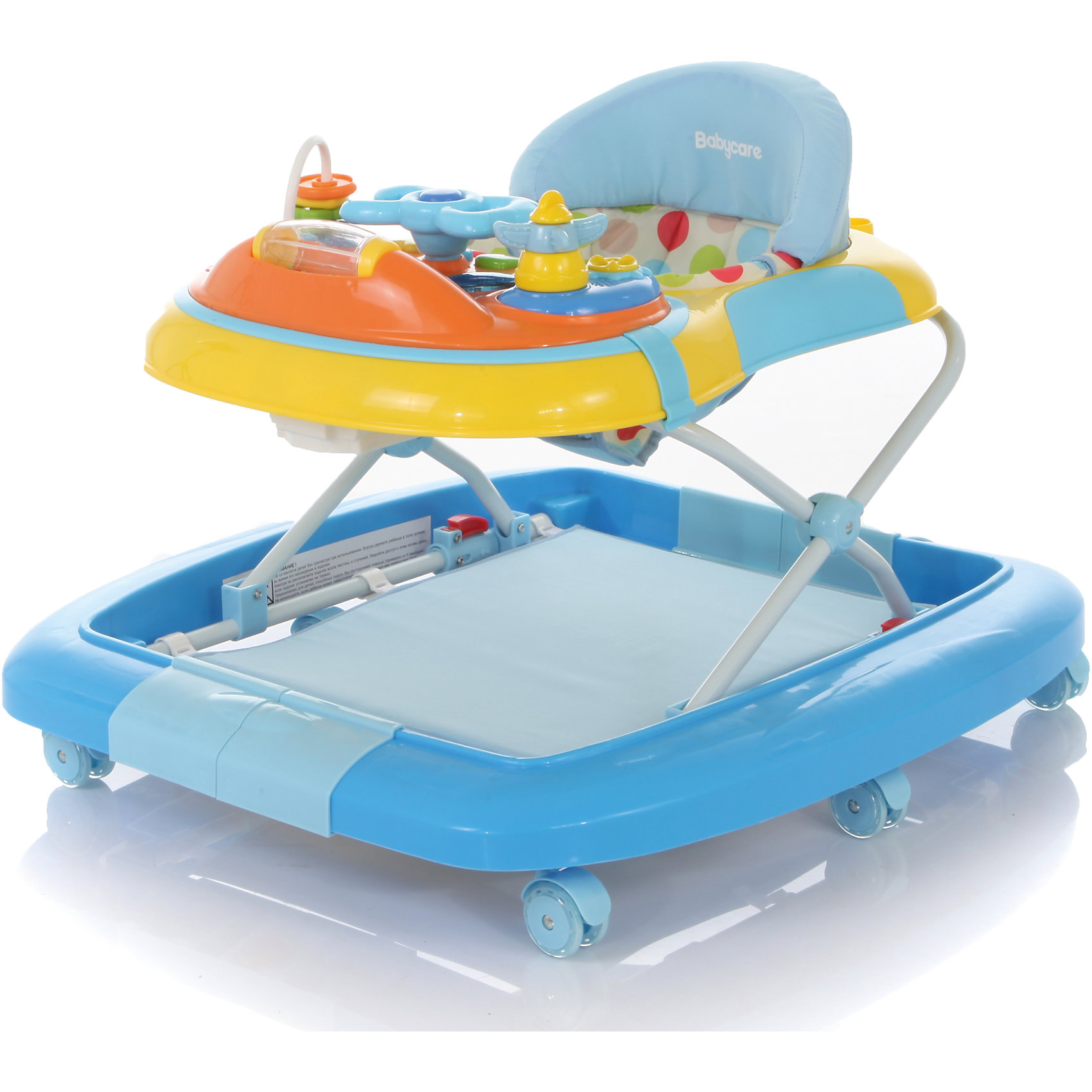 Ходунки Blues, Baby Care, синий Ходунки Blues, Baby Care, синийХодунки<br>Характеристики ходунков Baby Care Blues:<br><br>• ходунки 2 в 1, трансформируются в качалку;<br>• съемная панель с игровыми элементами и музыкальным блоком;<br>• имеется батут под ножками малыша, съемный, выполнен в виде коврика;<br>• сиденье мягкое, с жесткой спинкой и паховым ограничителем;<br>• чехлы съемные, стирка при температуре 30 градусов;<br>• высота сиденья регулируется в 3-х положениях;<br>• защита от произвольного складывания;<br>• сдвоенные поворотные колеса со стопорами, 6 пар, материал – силикон;<br>• тип складывания ходунков: гармошка;<br>• размер ходунков в разложенном виде: 66х74х52 см;<br>• размер ходунков в сложенном виде: 66х74х26 см;<br>• вес ходунков: 5,1 кг;<br>• допустимый вес ребенка: до 12 кг;<br>• возраст ребенка: от 6 до 18 месяцев;<br>• размер упаковки: 67х74х14 см;<br>• вес упаковки: 6 кг.<br><br>Ходунки-качалка 2в1 используются как качалка с мягким сиденьем и как ходунки с игровой панелью и матрасиком-батутом. Устойчивая конструкция ходунков Baby Care Blues позволяет полностью обезопасить кроху от опрокидывания, когда малыш находится в креслице ходунков. Съемная музыкальная панель развивает логическое мышление, слуховое восприятие. Складная и компактная модель – ходунки удобно хранить в сложенном виде, не занимают много места. <br><br>Ходунки Blues, Baby Care, синие можно купить в нашем интернет-магазине.<br><br>Ширина мм: 670<br>Глубина мм: 740<br>Высота мм: 140<br>Вес г: 6300<br>Возраст от месяцев: 6<br>Возраст до месяцев: 180<br>Пол: Мужской<br>Возраст: Детский<br>SKU: 4028924