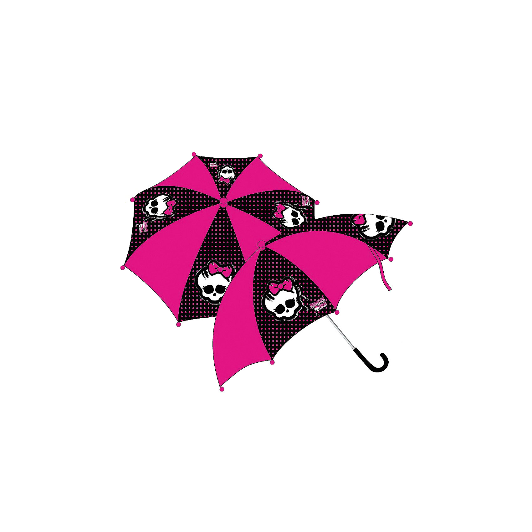 Зонт-трость, Monster High Зонт-трость, Monster HighЗонты детские<br>Компактный детский зонтик-трость станет замечательным подарком для Вашего чада и защитит его не только от дождя, но и от солнца. Красочный дизайн зонтика поднимет настроение и станет незаменимым атрибутом прогулки. Ребенок сможет сам открывать и закрывать зонтик, благодаря легкому механизму, а оригинальная расцветка зонтика привлечет к себе внимание.<br>Характеристики:<br>Диаметр купола: 68 см.<br>Длина в сложенном виде: 57 см.<br>Количество спиц: 8 шт.<br>Тип механизма: механический (открывается/закрывается вручную).<br>Материал: пластик, полиэстер, металл.<br><br>Ширина мм: 170<br>Глубина мм: 157<br>Высота мм: 67<br>Вес г: 117<br>Возраст от месяцев: 60<br>Возраст до месяцев: 192<br>Пол: Унисекс<br>Возраст: Детский<br>SKU: 4030715