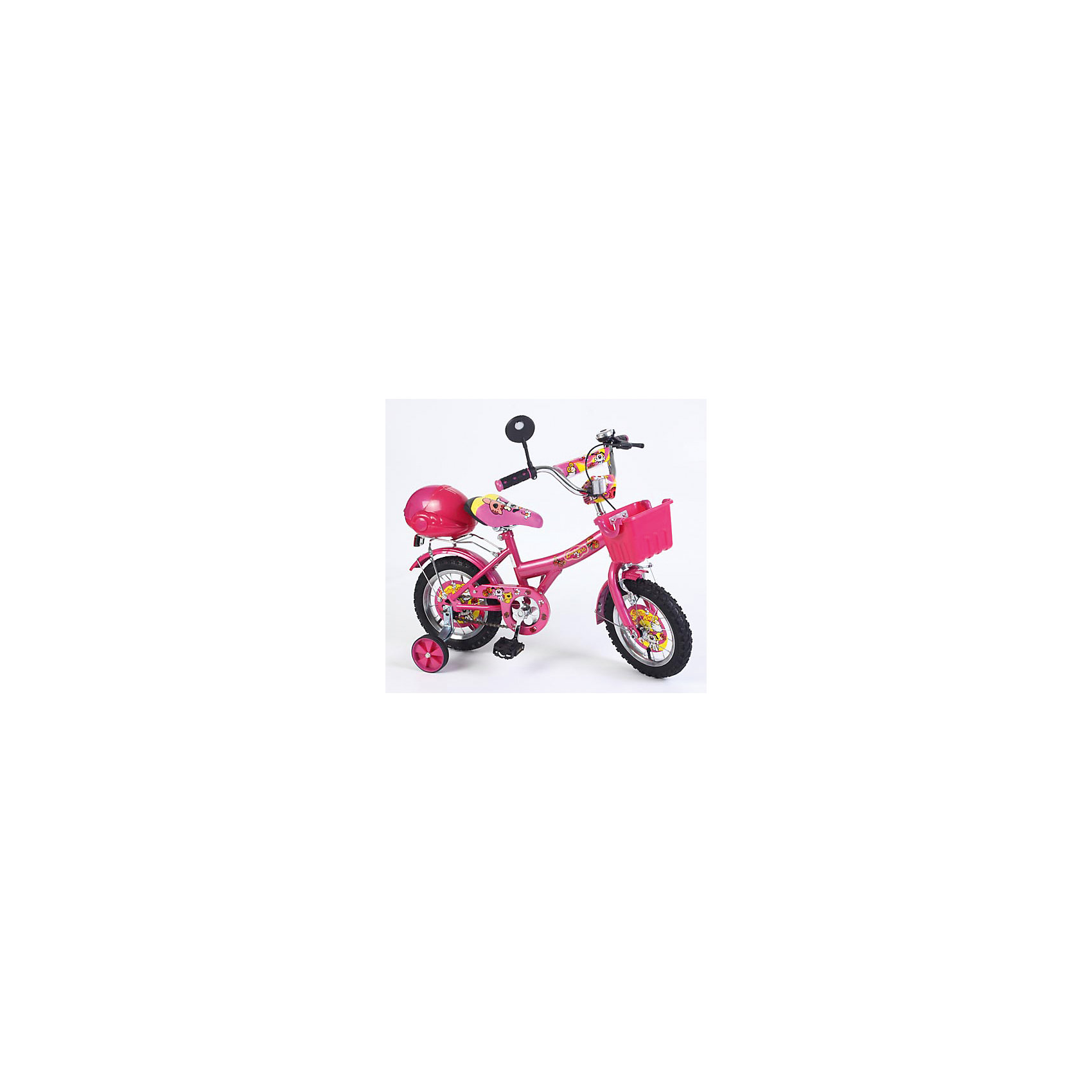 Велосипед двухколесный, розовый, с багажником, Leader kids