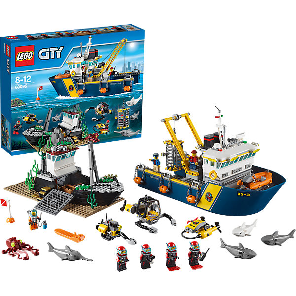 LEGO City 60095: Корабль исследователей морских глубин LEGO City 60095: Корабль исследователей морских глубинПластмассовые конструкторы<br>Замечательная новинка 2015 года от LEGO City (ЛЕГО Сити) 60095: Корабль исследователей морских глубин. Это масштабный набор, позволяющий создать целый удивительный мир, в котором обязательно будут случаться захватывающие морские приключения. В море найдены обломки затонувшего корабля. Находка заинтересовала ученых: лучшие аквалангисты исследуют судно день и ночь. На затонувших судах частенько находятся сокровища: но когда заветные сундуки найдены, действовать нужно очень быстро. Ведь в море полно хищников, которые только и ждут подходящего момента, чтобы напасть на свою добычу. С помощью набора LEGO City (ЛЕГО Сити) Вы сможете собрать суперсовременный корабль, на котором есть все необходимое для исследований морского дна и рискованных миссий. При необходимости аквалангисты могут воспользоваться скоростной лодкой и подводным скутером. Море кишит хищниками, поэтому приблизиться к кладу можно только в специальной клетке, которая тоже есть на борту. Для выполнения опасных операций собрана прекрасная команда: ныряльщик, четыре аквалангиста и два моряка. Они быстро и ответственно выполняют работу и готовы к любым неожиданностям, которые ожидают их в опасной экспедиции.<br><br>В необычном городе LEGO City непременно найдется место и строгим полицейским, и доброжелательным местным жителям, и заботливым работникам скорой помощи, а также всевозможным животным и красивым цветам и растениям. Используя детали из серии LEGO City (ЛЕГО Сити) можно создать практически любой сюжет городской жизни мегаполиса. Подсерия LEGO City (ЛЕГО Сити) Дайвинг включает в себя наборы, посвященные подводным приключениям. Каждый набор позволяет собрать интересную модель, а также предлагает игровые минифигурки и тематические аксессуары.<br><br>Дополнительная информация:<br><br>- Конструкторы LEGO City (ЛЕГО Сити) развивают тактильные ощущения и помогают ребенку познавать строение мира;<br>- Количество деталей: 717 шт;<br>- В набор входит 7 минифигурок: ныряльщик, 4 аквалангиста, 2 моряка;<br>- Серия: LEGO City (ЛЕГО Сити);<br>- Материал: пластик;<br>- Размер упаковки: 48 х 37,8 х 9,4 см;<br>- Вес: 2 кг<br><br>Конструктор LEGO City (ЛЕГО Сити) 60095: Корабль исследователей морских глубин, можно купить в нашем интернет-магазине.<br><br>Ширина мм: 481<br>Глубина мм: 377<br>Высота мм: 101<br>Вес г: 1686<br>Возраст от месяцев: 96<br>Возраст до месяцев: 144<br>Пол: Мужской<br>Возраст: Детский<br>SKU: 4047379