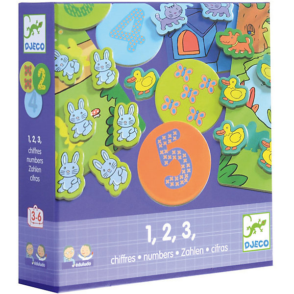 Игра Eduludo: Цифры, DJECO Игра Eduludo: Цифры, DJECOПособия для обучения счёту<br>Игра Eduludo: Цифры поможет детям в интересной и увлекательно форме познакомиться с цифрами и освоить первоначальные навыки счета. Возможны 4 варианта игры – игра на память (найти соответствия), игра на наблюдательность, игра на ассоциации, игра на счет. <br><br>Дополнительная информация:<br><br>- Материал: картон, пластик.<br>- Размер упаковки: 22х22х5,5 см.<br>- Комплектация: 4 карточки, 10 кружков с рисунками, 10 кружков с числами, 55 героев (коты, утки, собаки, зайцы), кубик, инструкция.<br><br>Игру Eduludo: Цифры, DJECO (Джеко), можно купить в нашем магазине.<br><br>Ширина мм: 215<br>Глубина мм: 215<br>Высота мм: 50<br>Вес г: 275<br>Возраст от месяцев: 36<br>Возраст до месяцев: 72<br>Пол: Унисекс<br>Возраст: Детский<br>SKU: 4051901