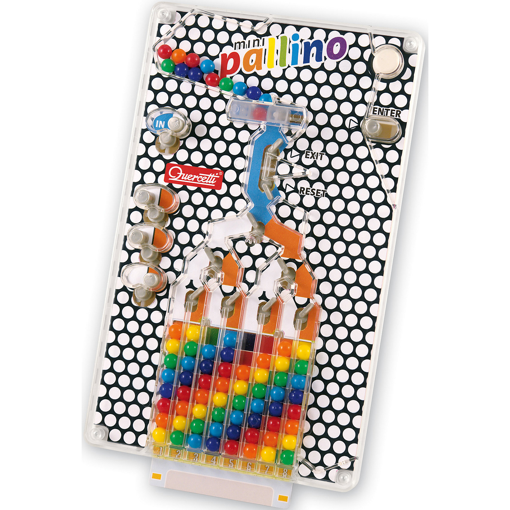 Игра Паллино, Quercetti Игра Паллино, QuercettiИгры для развлечений<br>Игра Паллино, Quercetti (Кверсетти) – это интересная и увлекательная игра, которая никого не оставит равнодушным.<br>Настольная игра Паллино представляет собой механическую мозаику, в которой узор собирается последовательно из маленьких разноцветных шариков. Мозаика собирается поверху картинки-образца. Для создания картинки необходимо выбрать карточку с узором, закрепить ее на игровом поле и последовательно двигать ручки, управляющие заслонками, отправляя шарики по лабиринту в отведенное для каждого цвета место. Чтобы возобновить игру, переверните игровое поле вверх ногами и откройте все нужные заслонки. Игра развивает зрительную моторику и координацию, логику, ловкость, реакцию и самоконтроль.<br><br>Дополнительная информация:<br><br>- В комплекте: игровое поле с разноцветными шариками внутри, 6 карточек с узорами-образцами<br>- Материал: пластик<br>- Материал: картон, пластик, металл<br>- Размер игрового поля: 11 см x 18 см х 1,8 см.<br>- Размер карточки: 6 см x 6,5 см.<br>- Размер упаковки: 16,5 см x 26 см x 3,5 см.<br><br>Игру Паллино, Quercetti (Кверсетти) можно купить в нашем интернет-магазине.<br><br>Ширина мм: 230<br>Глубина мм: 200<br>Высота мм: 50<br>Вес г: 383<br>Возраст от месяцев: 60<br>Возраст до месяцев: 144<br>Пол: Унисекс<br>Возраст: Детский<br>SKU: 4057275
