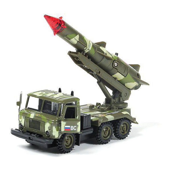 Машина ГАЗ 66: Ракета Военные силы, 1:43, со светом и звуком, ТЕХНОПАРК Машина ГАЗ 66: Ракета Военные силы, 1:43, со светом и звуком, ТЕХНОПАРКВоенный транспорт<br>Машина ГАЗ 66: Ракета Военные силы, 1:43, со светом и звуком, ТЕХНОПАРК – это тщательно проработанная игровая и коллекционная модель.<br>Коллекционная модель ГАЗ 66: Ракета Военные силы - миниатюрная копия настоящего автомобиля. Модель, оборудованная светящейся боеголовкой и инерционным механизмом, украсит любую коллекцию моделей военной техники. Помимо светового, она оснащена еще и звуковым модулем, издающим характерный сигнал. Ракета поднимается и опускается. Двери машины открываются. Корпус машины металлический.<br><br>Дополнительная информация:<br><br>- Масштаб: 1:43<br>- Материал: металл, пластик<br>- Цвет: хаки<br>- На батарейках<br>- Размер упаковки: 21х15х6см.<br>- Вес: 220 гр.<br><br>Машину ГАЗ 66: Ракета Военные силы, 1:43, со светом и звуком, ТЕХНОПАРК можно купить в нашем интернет-магазине.<br><br>Ширина мм: 210<br>Глубина мм: 60<br>Высота мм: 160<br>Вес г: 220<br>Возраст от месяцев: 36<br>Возраст до месяцев: 120<br>Пол: Мужской<br>Возраст: Детский<br>SKU: 4077251