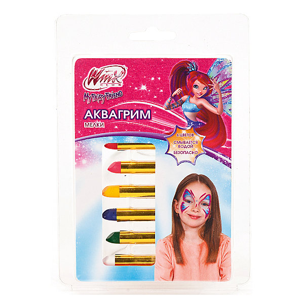 Мелки для аквагрима Multiart, 6 цветов, Winx Club Мелки для аквагрима Multiart, 6 цветов, Winx ClubWinx Club<br>С Мелками для аквагрима «Multiart» (Мультиарт), 6 цветов, Winx Club (Клуб Винкс) даже самый обычный день превратится в замечательный праздник! 6 разноцветных мелков в индивидуальной обертке на водной основе созданы специально для детей, прекрасно ложатся на лицо и потом смываются водой. Не оставляет на коже ни следов покраснения, ни аллергической реакции. Упаковка украшена изображением феи из популярного мультсериала «Клуб Винкс».<br><br>Комплектация: 6 разноцветных мелков<br><br>Дополнительная информация:<br>-Серия: Клуб Винкс<br>-Вес в упаковке: 50 г<br>-Размеры в упаковке: 170х120х20 мм<br>-Материалы: краски на водной основе, пластик<br><br>Нанесение грима – это отличный способ создать для себя новый образ, а праздник сделать неповторимым и ярким, и набор разноцветных мелков для аквагрима поможет Вашей девочке в этом! <br><br>Мелки для аквагрима «Multiart» (Мультиарт), 6 цветов, Winx Club (Клуб Винкс) можно купить в нашем магазине.<br><br>Ширина мм: 170<br>Глубина мм: 120<br>Высота мм: 20<br>Вес г: 50<br>Возраст от месяцев: 60<br>Возраст до месяцев: 144<br>Пол: Женский<br>Возраст: Детский<br>SKU: 4079267