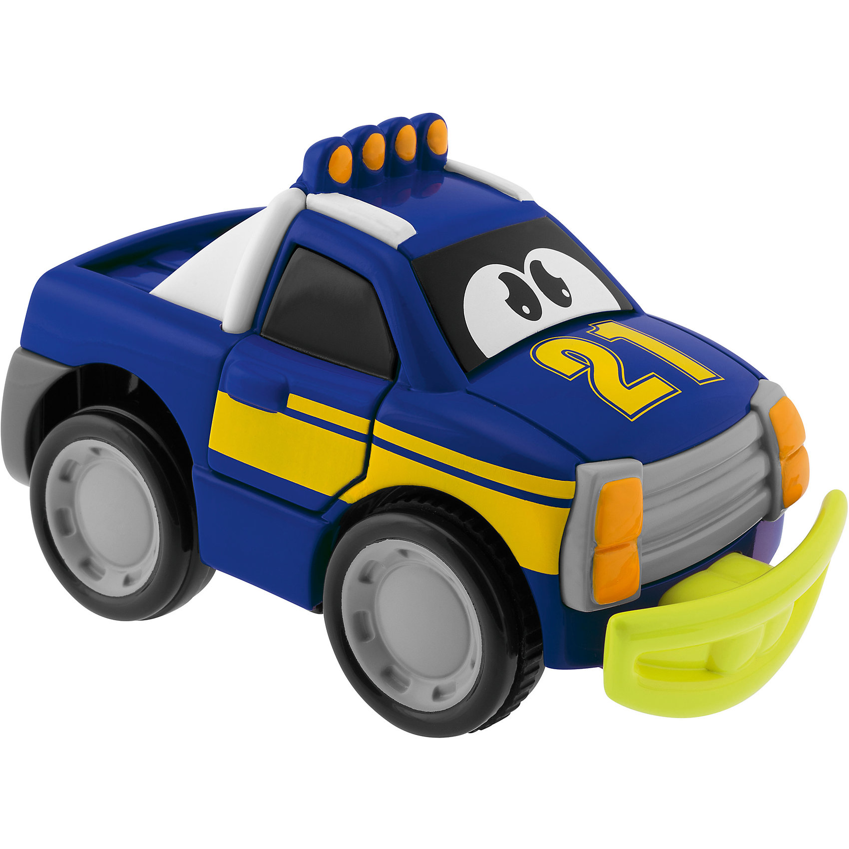 Машинка Turbo Touch Crash, голубая, Chicco Машинка Turbo Touch Crash, голубая, ChiccoМашинки<br>Машинка Turbo Touch Crash (Турбо Тач Крэш), голубая, Chicco (Чико) – это гоночный автомобиль, набирающий скорость от нажатия рукой на ее заднюю часть. Во время движения автомобиль вибрирует и издает звук «рычащего» двигателя. Врезаясь в препятствия, у машины открываются двери, а бампер отпадет под сопровождением звуковых эффектов. Машинка легко собирается обратно, и можно начинать новую игру.<br><br>Дополнительная информация:<br>-Цвет: голубой<br>-Вес: 480 г<br>-Размер: 16x9,5x7,2 см<br>-Материалы: пластик<br>-Батарейки 3х АА 1,5 В (входят в комплект)<br><br>Забавная машинка станет отличным подарком и надолго увлечет Вашего малыша!<br><br>Машинка Turbo Touch Crash (Турбо Тач Крэш), голубая, Chicco (Чико) можно купить в нашем магазине.<br><br>Ширина мм: 208<br>Глубина мм: 159<br>Высота мм: 147<br>Вес г: 505<br>Возраст от месяцев: 24<br>Возраст до месяцев: 60<br>Пол: Мужской<br>Возраст: Детский<br>SKU: 4123472