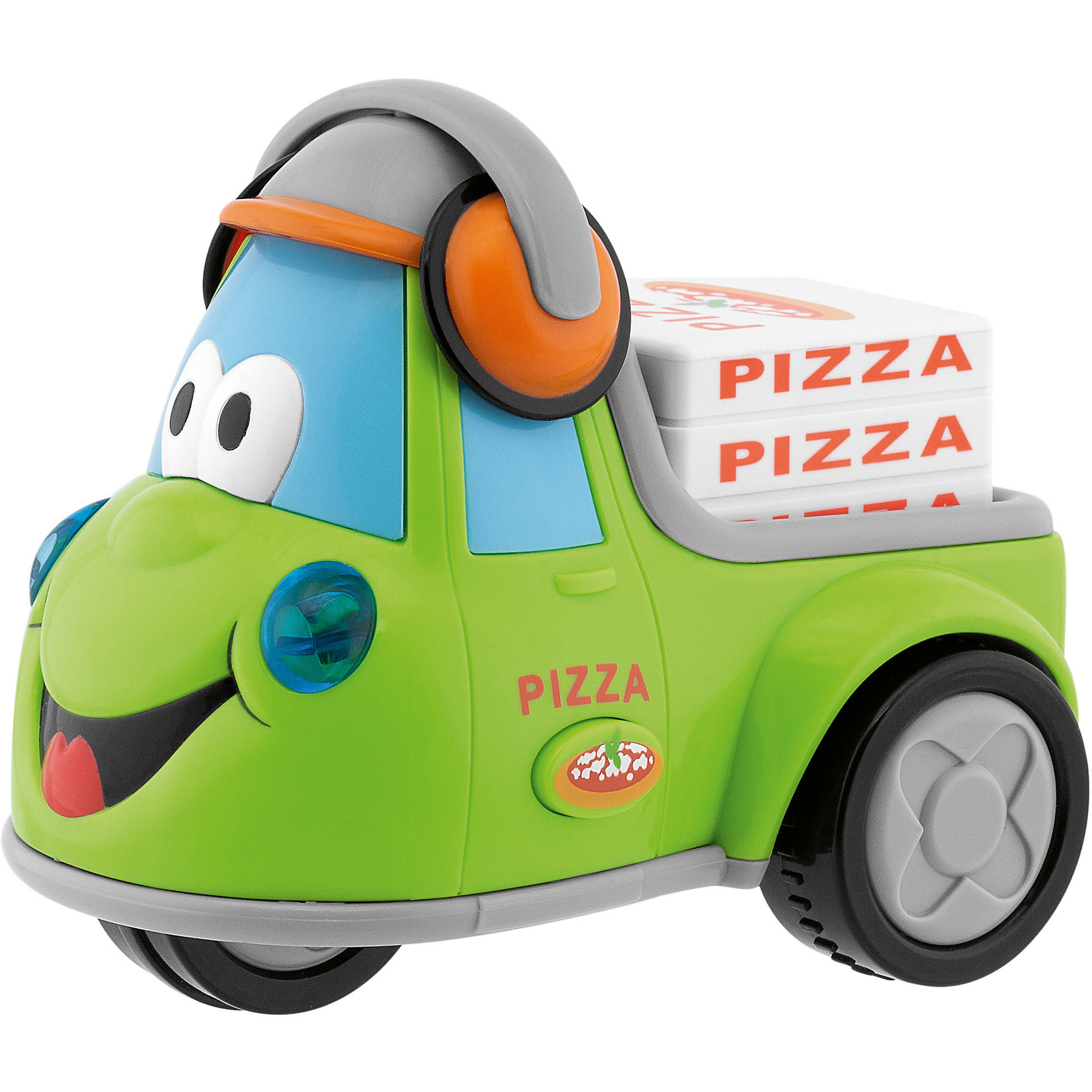 Музыкальная машинка Развозчик пиццы, Chicco Музыкальная машинка Развозчик пиццы, ChiccoМузыкальная машинка Развозчик пиццы, Chicco (Чико) – это забавный автомобильчик с милой мордочкой и наушниками, который может ездить самостоятельно. Датчик движения активирует забавные звуковые эффекты (разгоняющейся и тормозящей машины, клаксон и др.). Если нажать на кнопку сбоку машинки, раздаются рев двигателя, веселые мелодии в стиле регги и голосовое сообщение о том, что пицца уже в пути!<br><br>Дополнительная информация:<br>-Материал: пластик<br>-Питание: 2хААА1,5V<br>-Размеры: 19х15х13 см<br><br>Порадуйте своего малыша замечательным подарком, и он часами будет играть с машинкой, придумывая различные истории!<br><br>Музыкальная машинка Развозчик пиццы, Chicco (Чико) можно купить в нашем магазине.<br><br>Ширина мм: 192<br>Глубина мм: 135<br>Высота мм: 152<br>Вес г: 466<br>Возраст от месяцев: 12<br>Возраст до месяцев: 36<br>Пол: Мужской<br>Возраст: Детский<br>SKU: 4123474