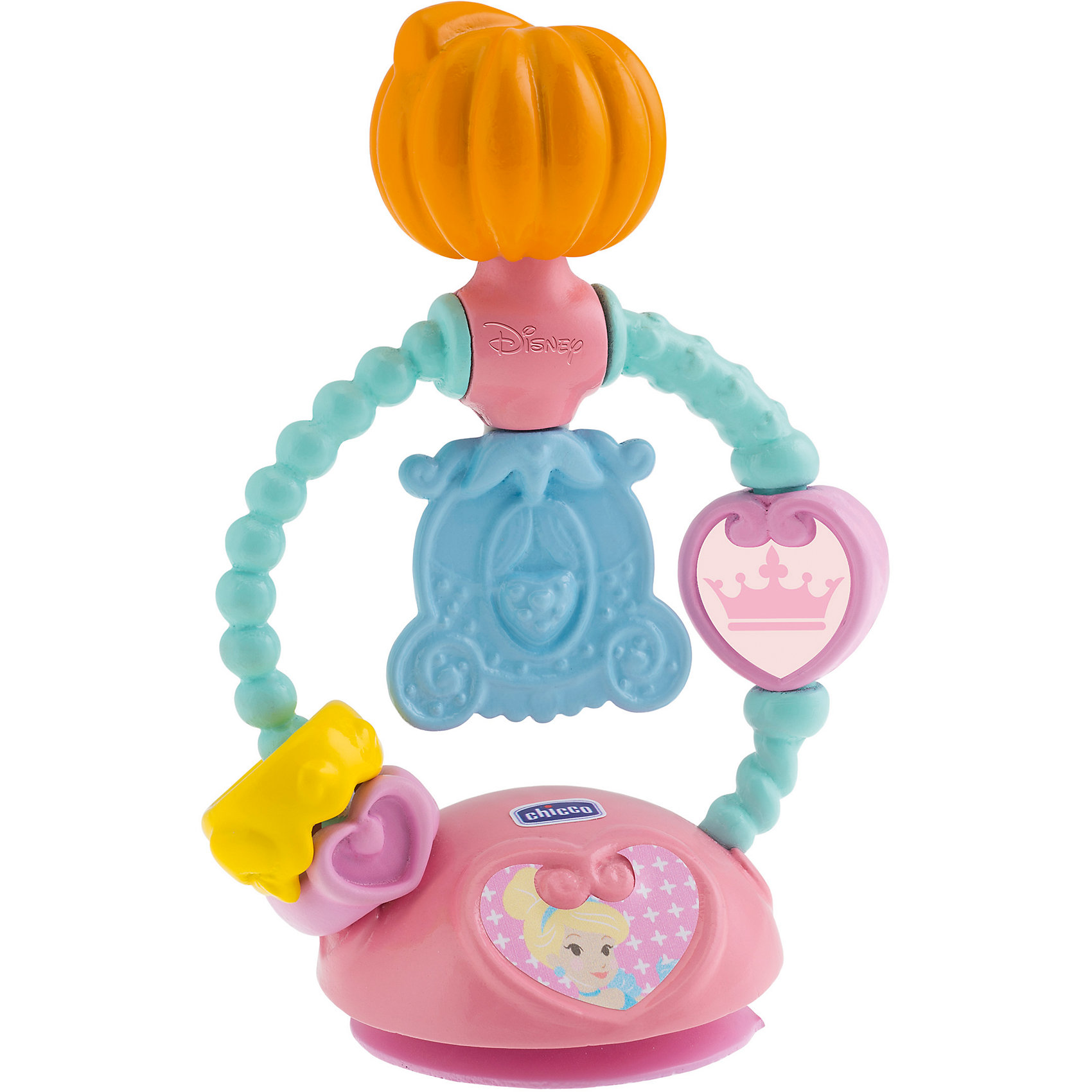Игрушка для стульчика Золушка, Chicco Игрушка для стульчика Золушка, ChiccoПринцессы Дисней<br>Игрушка для стульчика Золушка, Chicco (Чико) прекрасно развивает мелкую моторику и координацию движений рук, а с Золушкой это еще и так весело! Малышке будет интересно вращать часики, перемещать вверх-вниз корону и кольцо, вертеть тыкву и карету, которые издают звенящие звуки. Благодаря практичной присоске игрушка надежно крепится на стульчике для кормления.<br><br>Дополнительная информация:<br>-Материалы: пластик<br><br>Игрушка для стульчика Золушка, Chicco (Чико) можно купить в нашем магазине.<br><br>Ширина мм: 166<br>Глубина мм: 229<br>Высота мм: 83<br>Вес г: 124<br>Возраст от месяцев: 6<br>Возраст до месяцев: 36<br>Пол: Женский<br>Возраст: Детский<br>SKU: 4123490