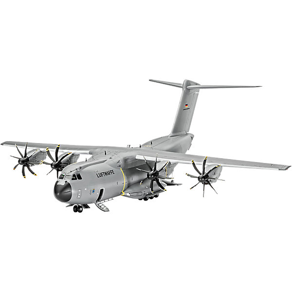 Самолет военно-транспортный Airbus A400 M Atlas Самолет военно-транспортный Airbus A400 M AtlasМодели для склеивания<br>Характеристики товара:<br><br>• возраст: от 10 лет;<br>• цвет: белый;<br>• масштаб: 1:44;<br>• количество деталей: 120 шт;<br>• материал: пластик; <br>• клей и краски в комплект не входят;<br>• длина модели: 31,3 см;<br>• размах крыльев: 29,4 см;<br>• бренд, страна бренда: Revell (Ревел), Германия;<br>• страна-изготовитель: Корея.<br><br>Сборная модель «Самолет военно-транспортный Airbus A400 M Atlas» поможет вам и вашему ребенку собрать точную копию реального военно-транспортного самолета, выполненную в масштабе 1:44 из высококачественного пластика.<br><br>Самолет A400M был разработан относительно недавно, стоимость проекта превысила 20 млрд евро. На начало 2008 года был запланирован его первый полет, однако его неоднократно переносили, и он состоялся только в декабре 2009 года. Главные задачи самолета: переброска войск, а также грузов.<br><br>В комплект набора для склеивания и раскрашивания входит 120 пластиковых деталей, а также подробная иллюстрирована инструкция. Обращаем ваше внимание на тот факт, что для сборки этой модели клей и краски в комплект не входят. <br><br>Моделирование — это очень увлекательное и полезное занятие, которое по достоинству оценят не только дети, но и взрослые, увлекающиеся военной техникой. Сборка моделей поможет ребенку развить воображение, мелкую моторику ручек и логическое мышление.<br><br>Сборную модель «Самолет военно-транспортный Airbus A400 M Atlas», 120 дет., Revell (Ревел) можно купить в нашем интернет-магазине.<br><br>Ширина мм: 540<br>Глубина мм: 210<br>Высота мм: 73<br>Вес г: 557<br>Возраст от месяцев: 144<br>Возраст до месяцев: 192<br>Пол: Мужской<br>Возраст: Детский<br>SKU: 4125566