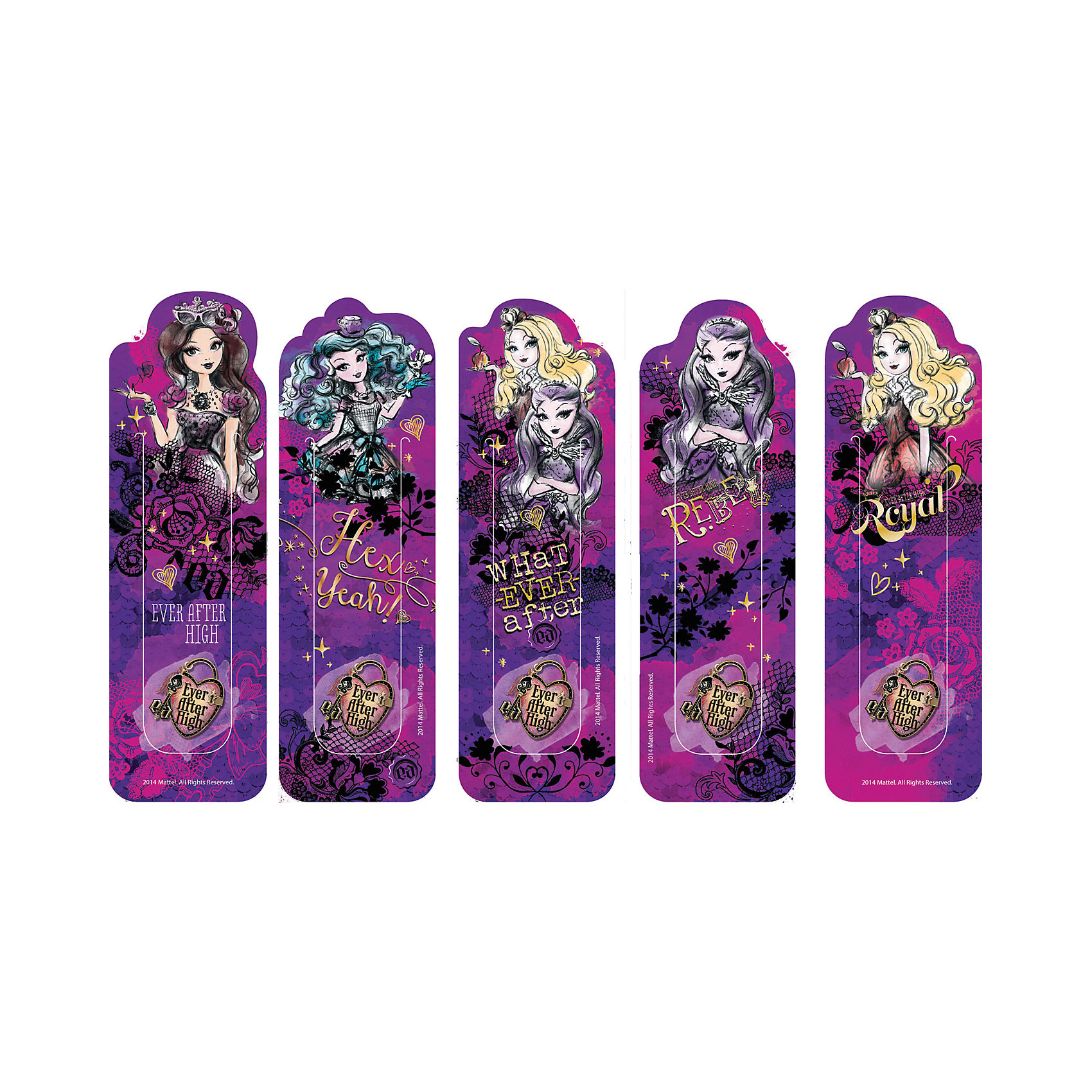 Набор закладок Ever after High (5 шт) Набор закладок Ever after High (5 шт)Ever after High<br>Яркие канцелярские принадлежности с привлекательным дизайном и любимыми героями сделают школьные занятия веселее и поднимут настроение маленькой школьнице. Набор включает в себя 5 красочных фигурных закладок, выполненных по мотивам популярного мультсериала Ever after High (Эвер Афтер Хай) (Школа Долго и Счастливо) и украшенных изображениями его очаровательных героинь.<br><br>Дополнительная информация:<br><br>- В комплекте: 5 шт.<br>- Материал: пластик.<br>- Размер упаковки: 18 х 5,6 см.<br>- Вес: 19 гр.<br><br>Набор закладок Ever after High (Эвер Афтер Хай) (5 шт.) можно купить в нашем интернет-магазине.<br><br>Ширина мм: 1<br>Глубина мм: 230<br>Высота мм: 8<br>Вес г: 19<br>Возраст от месяцев: 48<br>Возраст до месяцев: 96<br>Пол: Женский<br>Возраст: Детский<br>SKU: 4131211