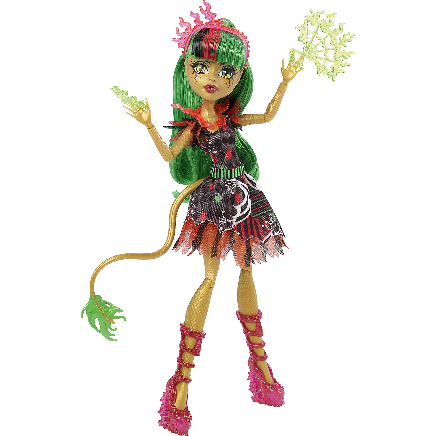 Кукла Джинафайер Лонг Шапито, Monster High Кукла Джинафайер Лонг Шапито, Monster HighПопулярные игрушки<br>Ученики школы Monster High (Монстр Хай) знают, как представить свои жуткие недостатки в наилучшем виде. Невероятный танец Фрик дю Шик станет для наших монстров лекарством от всех невзгод. Монстрики готовы блеснуть в свете прожекторов, примерив на себя амплуа цирковых артистов. Джинафайер Лонг выбирает для себя роль огнеглотателя, выпуская изо рта языки пламени. Она одета в красно-зелёное платье и стильные босоножки. Умопомрачительный образ для самой безумной вечеринки! <br><br>Дополнительная информация:<br><br>- Высота куклы: 27 см.<br>- Голова, ноги, руки подвижные (шарнирные).<br>- Комплектация: кукла, одежда, расческа, подставка, дневник. <br>- Материал: пластик, текстиль.<br><br>Куклу Джинафайер Шапито, Monster High (Школа монстров), можно купить в нашем магазине.<br><br>Ширина мм: 326<br>Глубина мм: 205<br>Высота мм: 67<br>Вес г: 291<br>Возраст от месяцев: 72<br>Возраст до месяцев: 120<br>Пол: Женский<br>Возраст: Детский<br>SKU: 4132324