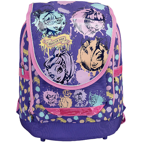 Школьный рюкзак Monster High Школьный рюкзак Monster HighРюкзаки<br>Рюкзак Monster High (Монстр Хай) - это отличный вариант для учебы и повседневных дел. Корпус модели мягкий, дно и спинка усилены поролоном. В два вместительных отделения можно разместить все необходимые школьные принадлежности и спортивную форму. Большое отделение содержит внутренний карман на молнии для мелочей. Вместительный фронтальный карман. Крышка-клапан на липучке. Лямки усилены поролоном, регулируются по длине. Дно усилено поролоном. Текстильная ручка обеспечивает дополнительный комфорт при ношении в руках. Светоотражающие элементы спереди, по бокам и на лямках.<br><br>Дополнительная информация:<br><br>Рюкзак. Два основных отделения на молнии. Фронтальный карман. Крышка-клапан на липучке.<br>Размер 38,5 х 28 х 16,5 см.<br><br>Рюкзак Monster High (Монстр Хай) можно купить в нашем магазине.<br><br>Ширина мм: 385<br>Глубина мм: 280<br>Высота мм: 165<br>Вес г: 590<br>Возраст от месяцев: 72<br>Возраст до месяцев: 144<br>Пол: Женский<br>Возраст: Детский<br>SKU: 4140888