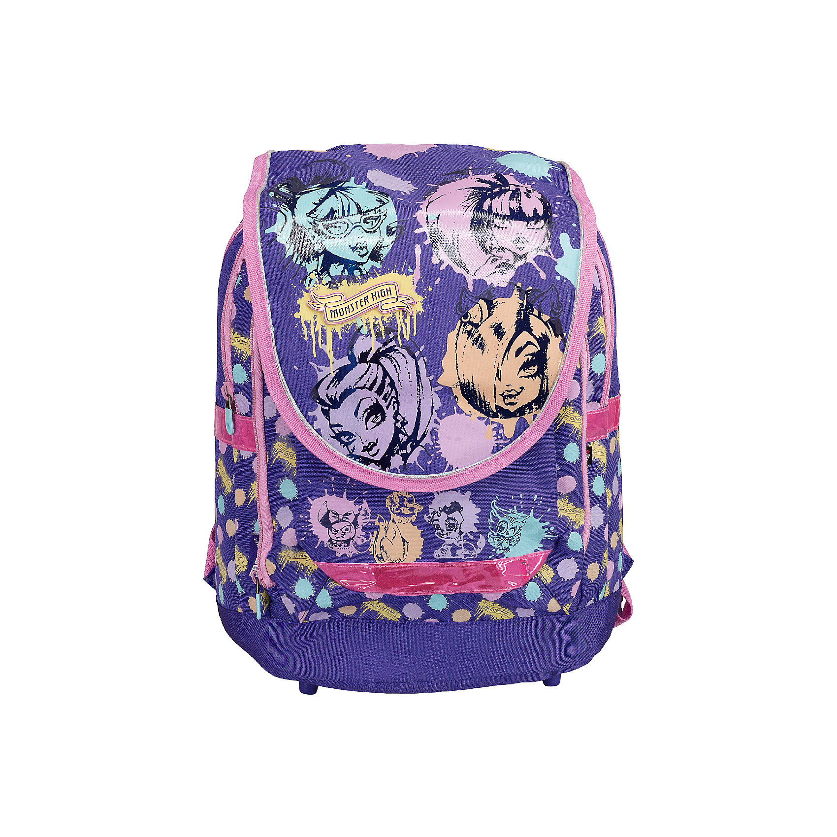 Школьный рюкзак Monster High Школьный рюкзак Monster HighMonster High<br>Рюкзак Monster High (Монстр Хай) - это отличный вариант для учебы и повседневных дел. Корпус модели мягкий, дно и спинка усилены поролоном. В два вместительных отделения можно разместить все необходимые школьные принадлежности и спортивную форму. Большое отделение содержит внутренний карман на молнии для мелочей. Вместительный фронтальный карман. Крышка-клапан на липучке. Лямки усилены поролоном, регулируются по длине. Дно усилено поролоном. Текстильная ручка обеспечивает дополнительный комфорт при ношении в руках. Светоотражающие элементы спереди, по бокам и на лямках.<br><br>Дополнительная информация:<br><br>Рюкзак. Два основных отделения на молнии. Фронтальный карман. Крышка-клапан на липучке.<br>Размер 38,5 х 28 х 16,5 см.<br><br>Рюкзак Monster High (Монстр Хай) можно купить в нашем магазине.<br><br>Ширина мм: 385<br>Глубина мм: 280<br>Высота мм: 165<br>Вес г: 590<br>Возраст от месяцев: 72<br>Возраст до месяцев: 144<br>Пол: Женский<br>Возраст: Детский<br>SKU: 4140888
