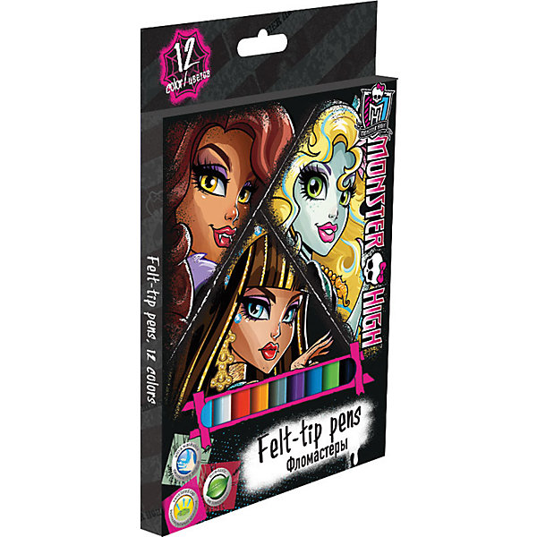 Фломастеры Monster High 12 шт Фломастеры Monster High 12 штФломастеры<br>Набор цветных фломастеров с любимыми героями станут прекрасным подарком. Фломастеры предназначены для рисования и раскрашивания, помогут вашему ребенку создать неповторимые яркие рисунки. <br>Набор включает в себя фломастеры 12 ярких насыщенных цветов в разноцветных корпусах (цвет колпачка соответствует цвету чернил). Каждый фломастер оснащен плотным вентилируемым колпачком, надежно защищающим чернила от испарения, корпус дополнен золотым тиснением логотипа. <br>Фломастеры упакованы в картонную коробку.<br><br>Дополнительная информация:<br><br>Набор цветных фломастеров, 12 шт. Размер одного фломастера - 14 х 0,8 см, (с колпачком). Нейлоновый стержень, Колпачок - вентилируемый. На корпусе фломастера – тиснение золотом. Один ряд фломастеров. <br>Размер упаковки: 17 х 12 х 1 см.<br><br>Фломастеры Monster High (Монстр Хай) 12 шт можно купить в нашем магазине.<br><br>Ширина мм: 170<br>Глубина мм: 120<br>Высота мм: 10<br>Вес г: 75<br>Возраст от месяцев: 120<br>Возраст до месяцев: 144<br>Пол: Женский<br>Возраст: Детский<br>SKU: 4140960