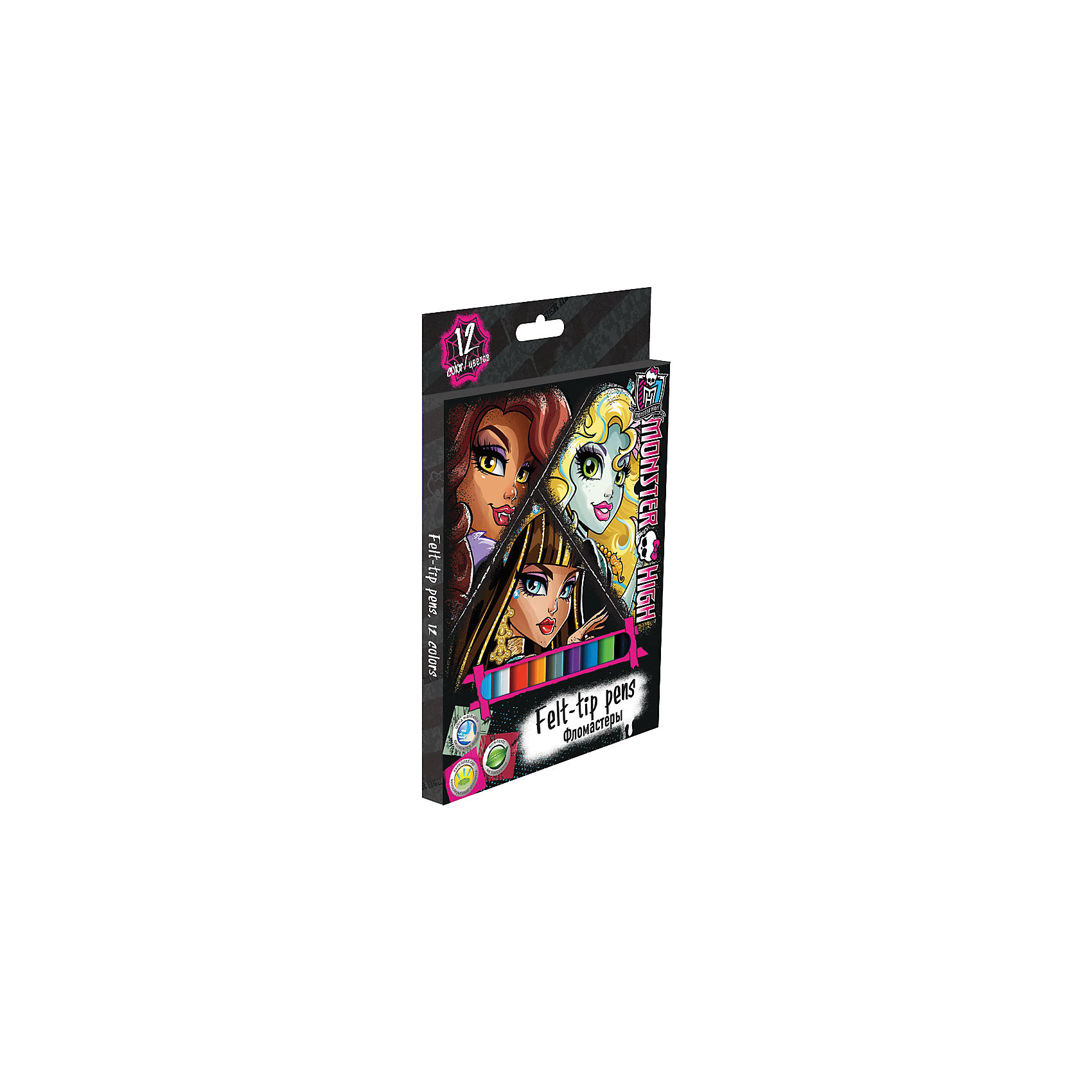 Фломастеры Monster High 12 шт Фломастеры Monster High 12 штMonster High<br>Набор цветных фломастеров с любимыми героями станут прекрасным подарком. Фломастеры предназначены для рисования и раскрашивания, помогут вашему ребенку создать неповторимые яркие рисунки. <br>Набор включает в себя фломастеры 12 ярких насыщенных цветов в разноцветных корпусах (цвет колпачка соответствует цвету чернил). Каждый фломастер оснащен плотным вентилируемым колпачком, надежно защищающим чернила от испарения, корпус дополнен золотым тиснением логотипа. <br>Фломастеры упакованы в картонную коробку.<br><br>Дополнительная информация:<br><br>Набор цветных фломастеров, 12 шт. Размер одного фломастера - 14 х 0,8 см, (с колпачком). Нейлоновый стержень, Колпачок - вентилируемый. На корпусе фломастера – тиснение золотом. Один ряд фломастеров. <br>Размер упаковки: 17 х 12 х 1 см.<br><br>Фломастеры Monster High (Монстр Хай) 12 шт можно купить в нашем магазине.<br><br>Ширина мм: 170<br>Глубина мм: 120<br>Высота мм: 10<br>Вес г: 75<br>Возраст от месяцев: 120<br>Возраст до месяцев: 144<br>Пол: Женский<br>Возраст: Детский<br>SKU: 4140960