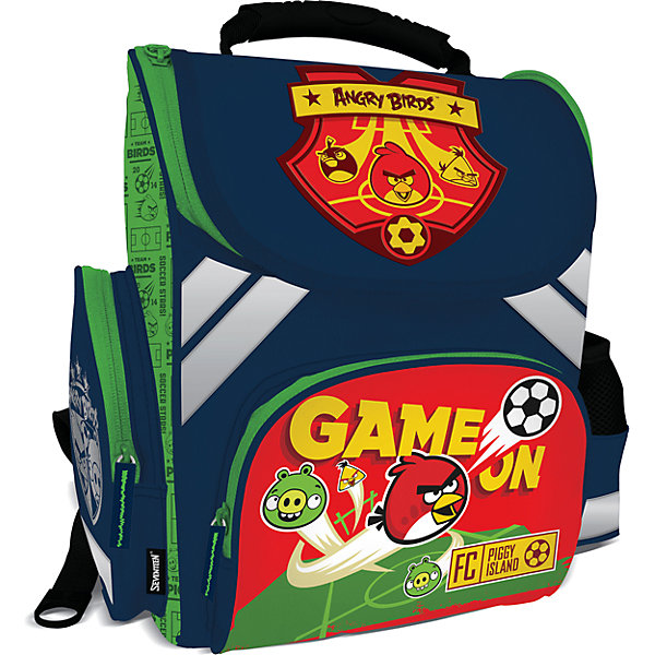 Школьный ранец Angry Birds с эргономической спинкой Школьный ранец Angry Birds с эргономической спинкойAngry Birds<br>Ранец профилактический с эргономической спинкой. Имеет жесткие боковые панели, которые сохраняют конструкцию. Основное отделение дополнено двумя разделителями, что позволяет правильно распределить нагрузку на позвоночник. На фронтальной и боковых панелях рюкзака есть карманы на молнии предназначенные для аксессуаров и мелких предметов. Для безопасности рюкзак снабжен светоотражательными элементами со всех четырех сторон. Дно ранца изготовлено из особопрочного материала, который позволяет ставить рюкзак на мокрую поверхность, а пластиковые ножки придают дополнительную устойчивость и защищают дно от загрязнений. Эластичные плотные регулируемые лямки позволяют ранцу хорошо прилегать к спине и не врезаются в плечи ребенка. Ранец легко одевать и снимать. Спинка разработана с учетом анатомических особенностей детского позвоночника и прекрасно вентилируется. Рельеф спинки служит для удобства и формирования правильной осанки ребенка. Ткань рюкзака отличается износостойкостью, водонепроницаемостью, устойчивостью к ультрафиолетовому излучению.<br><br>Дополнительная информация: <br><br>Материал: Ранец сделан из современного материала EVA с покрытием из водостойкого материала. <br>Ранец профилактический с эргономической спинкой. <br>Жесткие боковые панели. <br>Основное отделение с двумя разделителями. <br>Фронтальный и два боковых кармана.<br>Размер 35 х 26,5 х 13 см.<br><br>Ранец Angry Birds (Энгри Бердс) с эргономической спинкой можно купить в нашем магазине.<br><br>Ширина мм: 350<br>Глубина мм: 265<br>Высота мм: 130<br>Вес г: 980<br>Возраст от месяцев: 72<br>Возраст до месяцев: 108<br>Пол: Мужской<br>Возраст: Детский<br>SKU: 4140976
