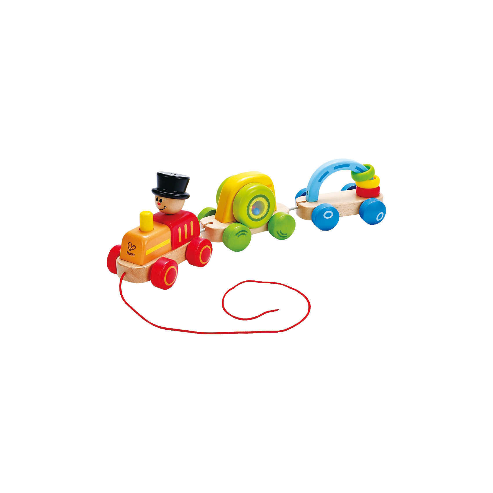 Каталка Паровозик, Hape Каталка Паровозик, HapeИгрушки-каталки<br>Каталка Паровозик, Hape (Хейп).<br><br>Характеристики:<br><br>- Материал: древесина, краска на водной основе, PC, PE<br>- Размер: 8,8х8,8х16 см.<br><br>Игровой набор состоит из паровозика и 2-х вагонов, которые можно отсоединять друг от друга и играть отдельно. У паровозика длинная веревка, с помощью которой малышу удобно катать игрушку. Внутри первого вагона находятся разноцветные шарики, они весело гремят при движении. У второго вагона есть арка, на которую нанизаны разноцветные колечки, их можно перекидывать с одной стороны арки на другую. Яркие цвета и подвижные элементы привлекают внимание малыша, побуждают к изучению и движению, также игрушка способствует развитию моторики, координации.<br><br>Каталку Паровозик, Hape (Хейп) можно купить в нашем интернет-магазине.<br><br>Ширина мм: 421<br>Глубина мм: 187<br>Высота мм: 96<br>Вес г: 858<br>Возраст от месяцев: 12<br>Возраст до месяцев: 24<br>Пол: Унисекс<br>Возраст: Детский<br>SKU: 4141516