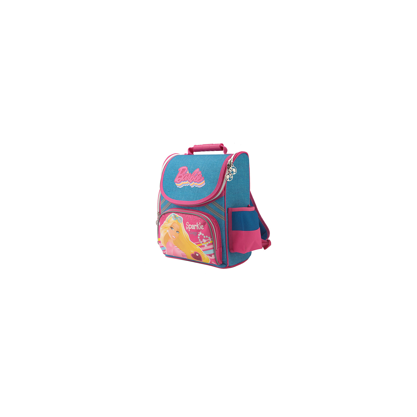 Школьный ранец Barbie Школьный ранец BarbieРюкзак-ранец Barbie (Барби), 35х29х16см доставит всем девочкам удовольствие, ведь изображенная Барби такая красивая! Спинка сделана из водонепроницаемого упругого материала, анатомически расположенные поролоновые вставки и специальная сетка для воздухообмена обеспечивают максимальный комфорт и равномерное распределение нагрузки на лопатки и копчик. Рюкзак очень вместителен, основное отделение имеет разделители, куда без труда можно разместить любой учебник формата А4.<br><br>Комплектация: рюкзак, браслетик<br><br>Характеристики:<br>-Широкие лямки позволяют снизить нагрузку на плечи <br>-Светоотражающие элементы на лямках и корпусе рюкзака повышают безопасность ребёнка на дороге<br>-Боковые стороны и спинка выполнены из водонепроницаемого материала<br>-Резиновая ручка позволяет удобно переносить рюкзак в руках<br>-Дно укреплено пластиковой вставкой<br>-Карманы: вместительный наружный карман на молнии и два боковых кармана (мягкий карман на молнии и карман с утягивающей резинкой и сеткой)<br>-Рост ребенка до 122 см<br><br>Дополнительная информация:<br>-Серия: Барби<br>-Размеры: 35х29х16 см<br>-Вес: 950 г<br>-Материалы: текстиль, пластик, резина<br><br>Рюкзак-ранец Barbie (Барби), 35х29х16см можно купить в нашем магазине.<br><br>Ширина мм: 160<br>Глубина мм: 350<br>Высота мм: 290<br>Вес г: 1022<br>Возраст от месяцев: 60<br>Возраст до месяцев: 120<br>Пол: Женский<br>Возраст: Детский<br>SKU: 4144389