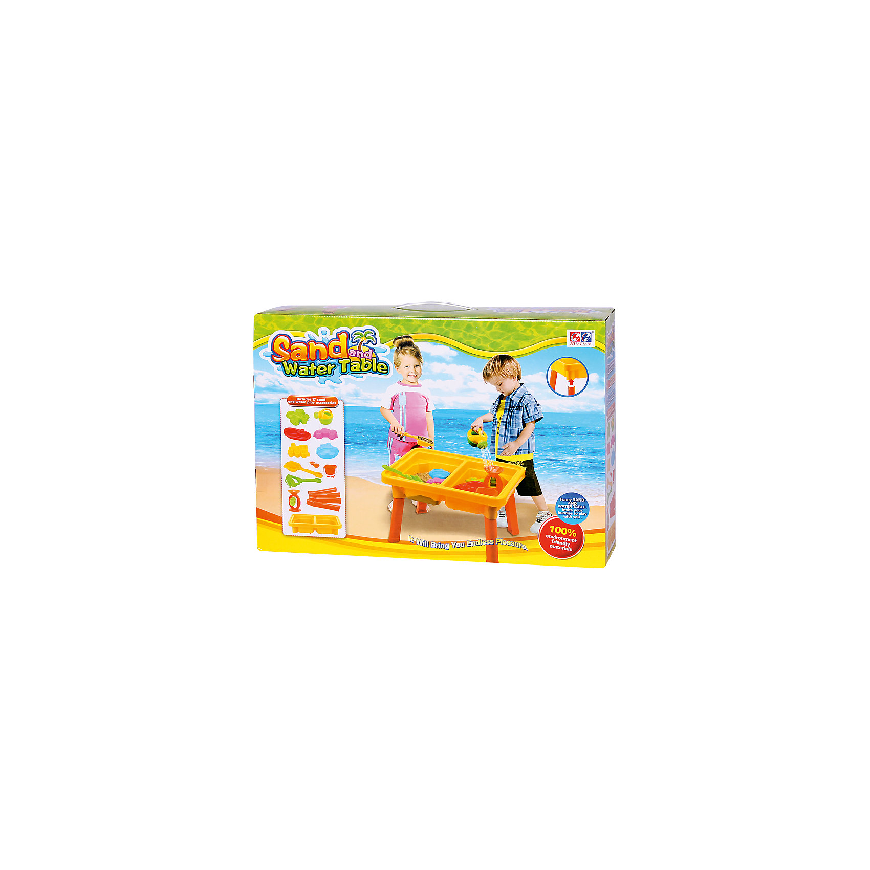 Стол для игр с песком и водой Водяные приключения, Hualian Toys Стол для игр с песком и водой Водяные приключения, Hualian ToysИграем в песочнице<br>Целый водный мир в столешнице - тут и водяное колесо, и лодка, и песчаные берега. Безграничное пространство для фантазий! (в комплекте набор для песка из 12 предметов, 58*41*H37)<br><br>Ширина мм: 580<br>Глубина мм: 140<br>Высота мм: 415<br>Вес г: 2250<br>Возраст от месяцев: 36<br>Возраст до месяцев: 72<br>Пол: Унисекс<br>Возраст: Детский<br>SKU: 4150559
